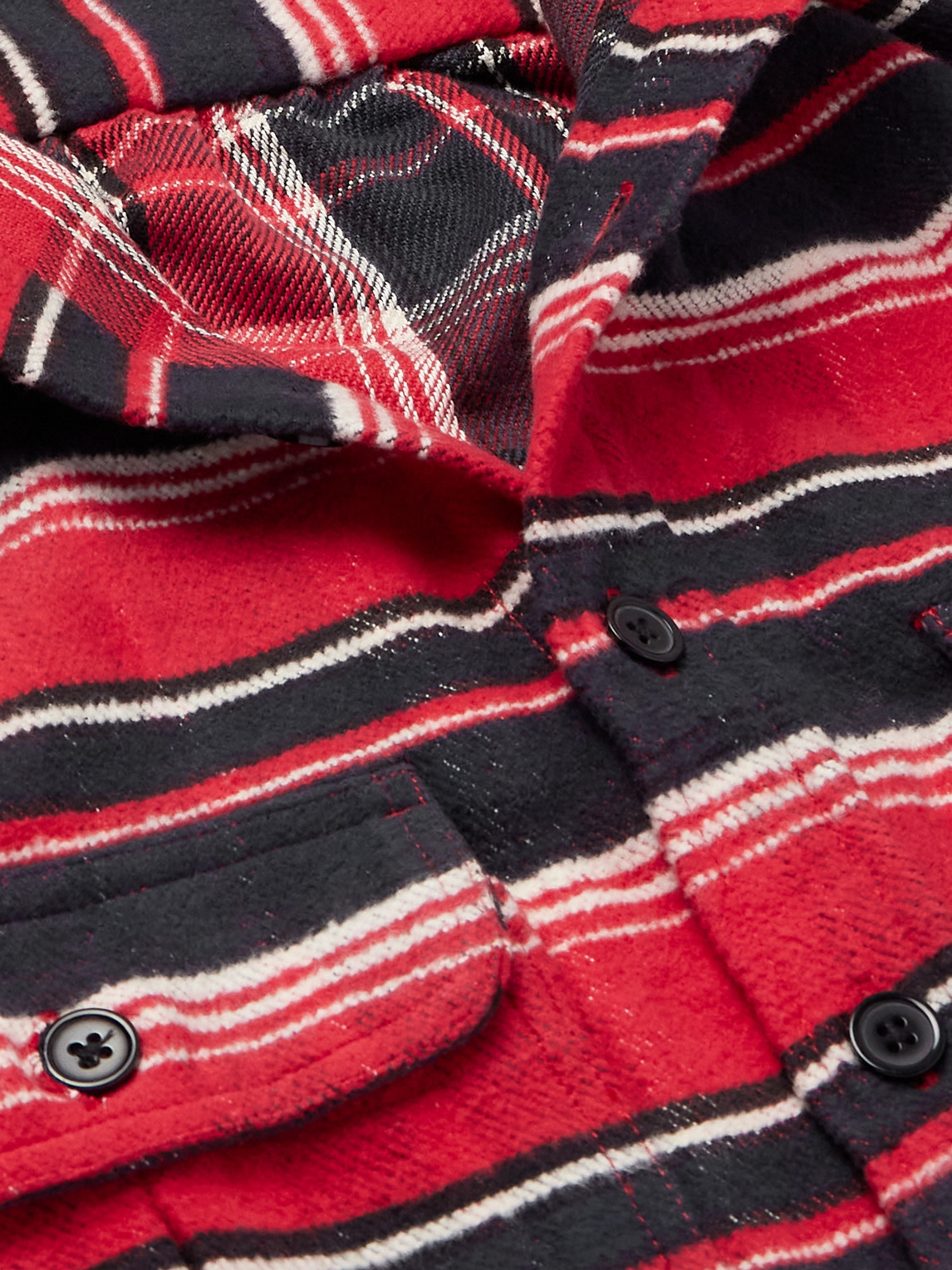 Shop Monitaly Giorgio Striped Cotton-flannel Shirt In Red