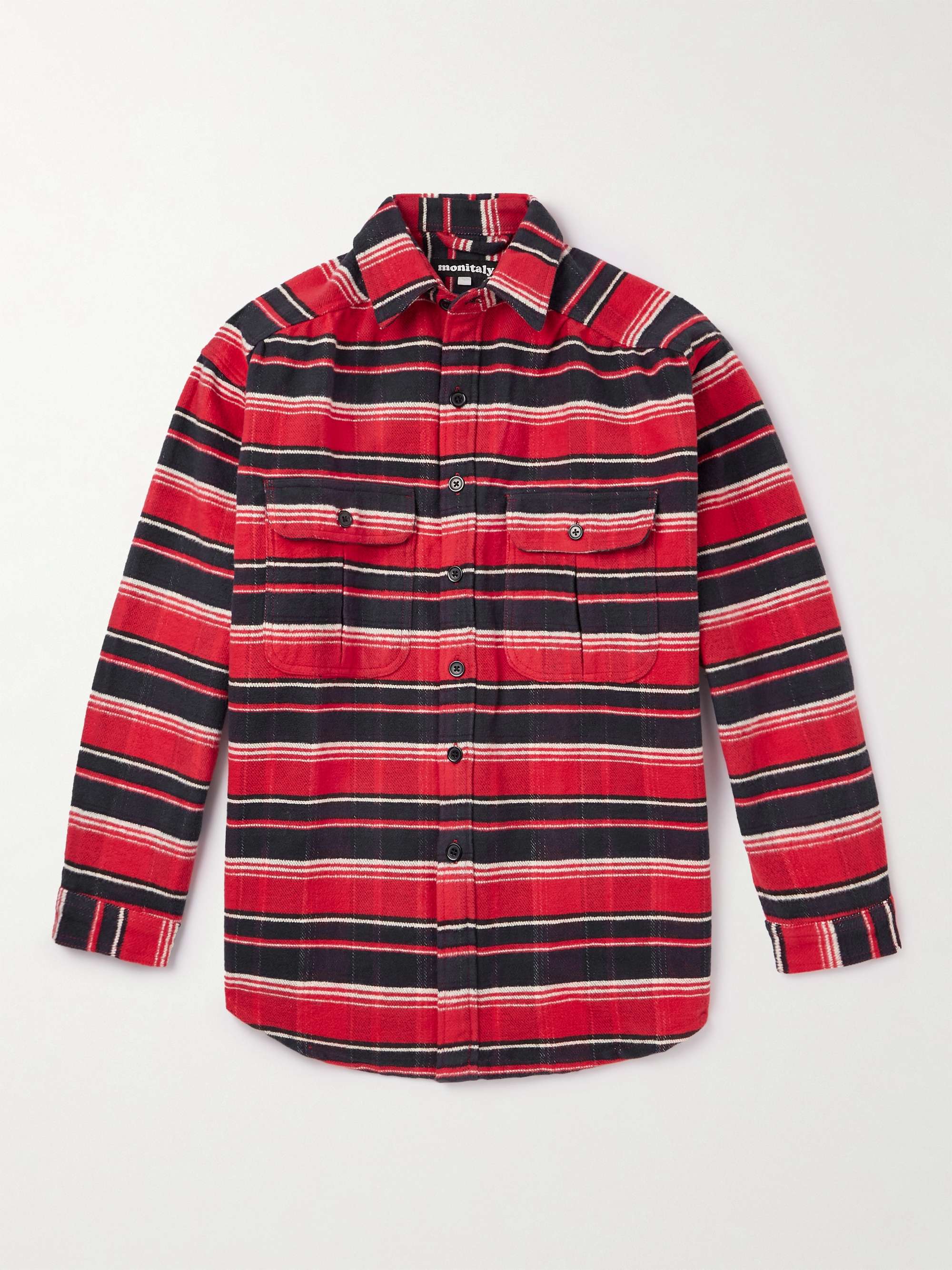 MONITALY Giorgio Striped Cotton-Flannel Shirt for Men | MR PORTER