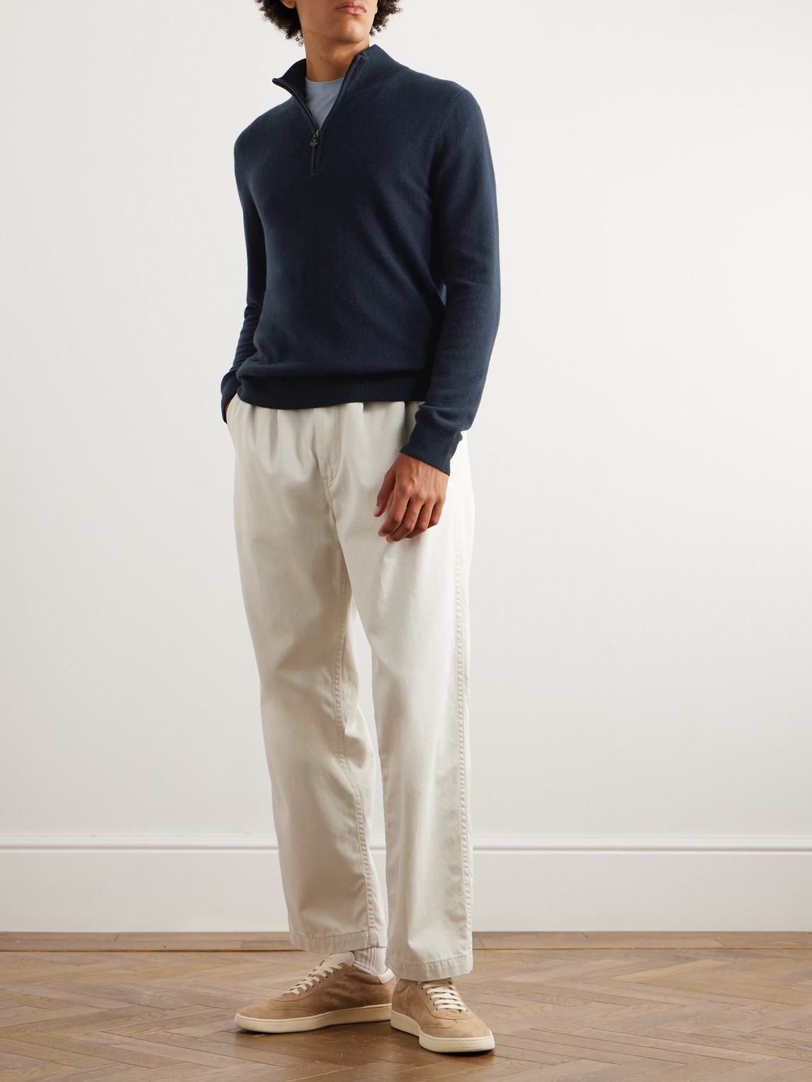 Shop Piacenza 1733 Lupetto Cashmere Half-zip Sweater In Blue