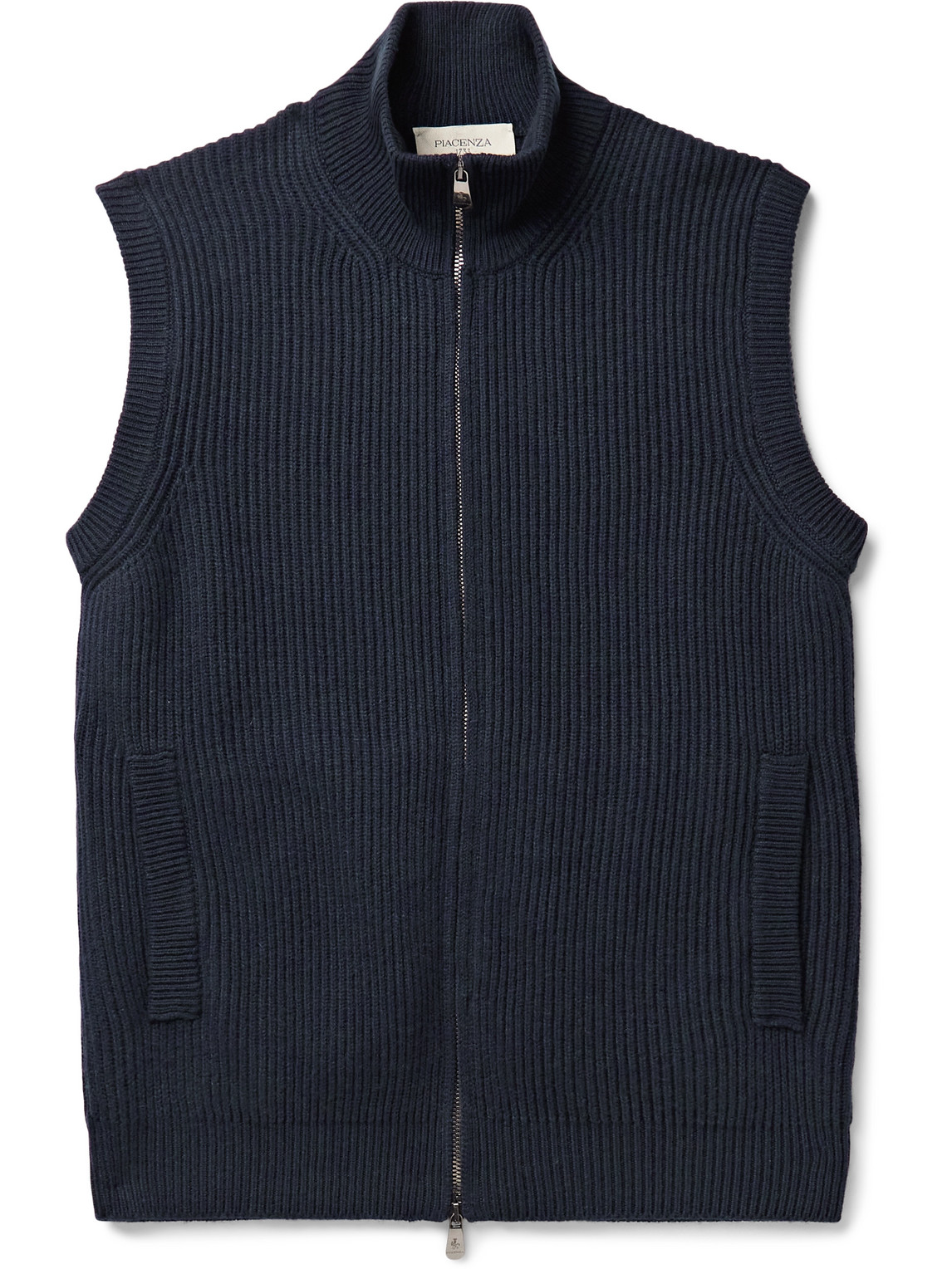 Piacenza 1733 Ribbed Cashmere Gilet In Blue