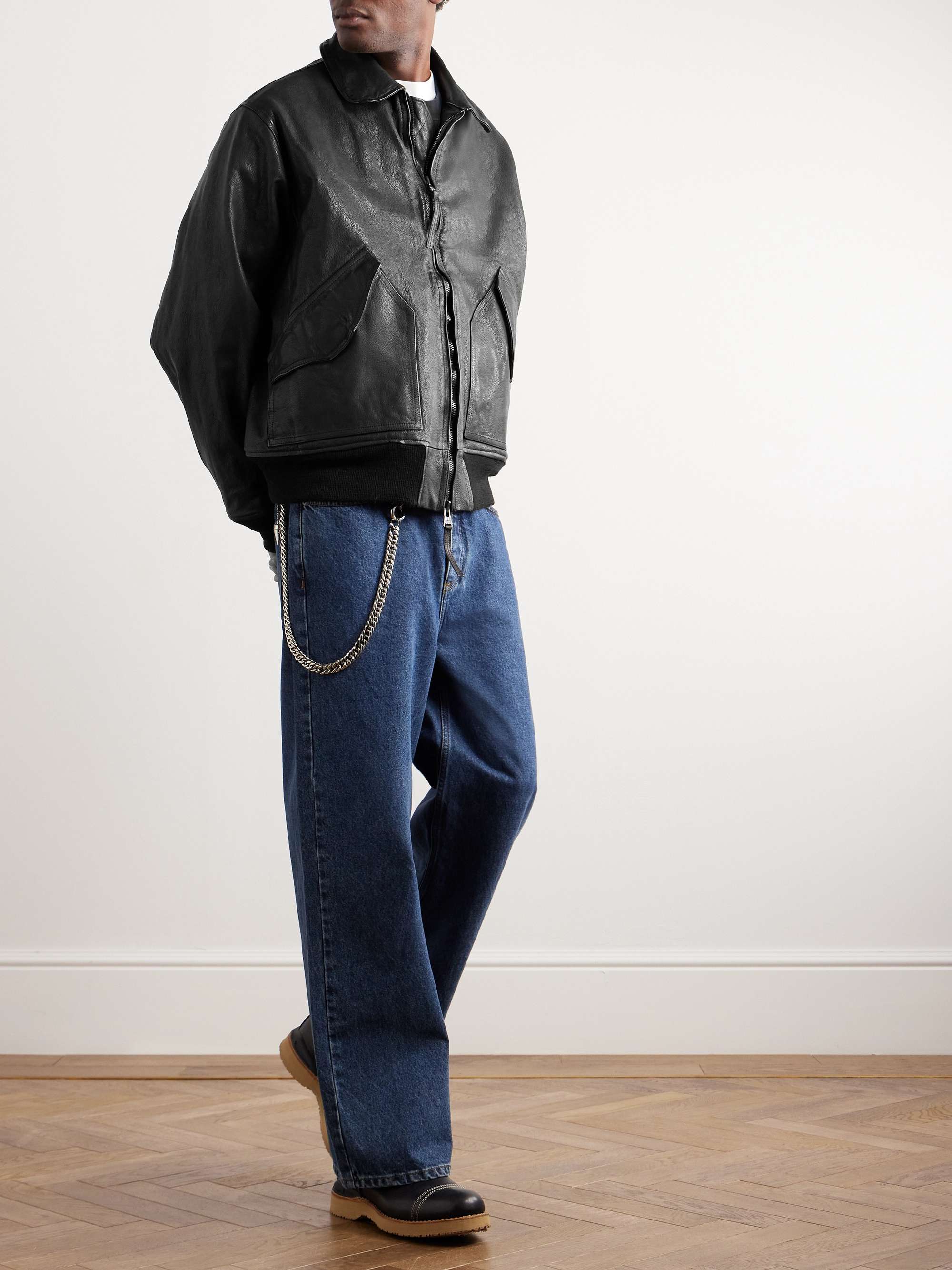MONITALY + Backlash Padded Leather Bomber Jacket for Men | MR PORTER