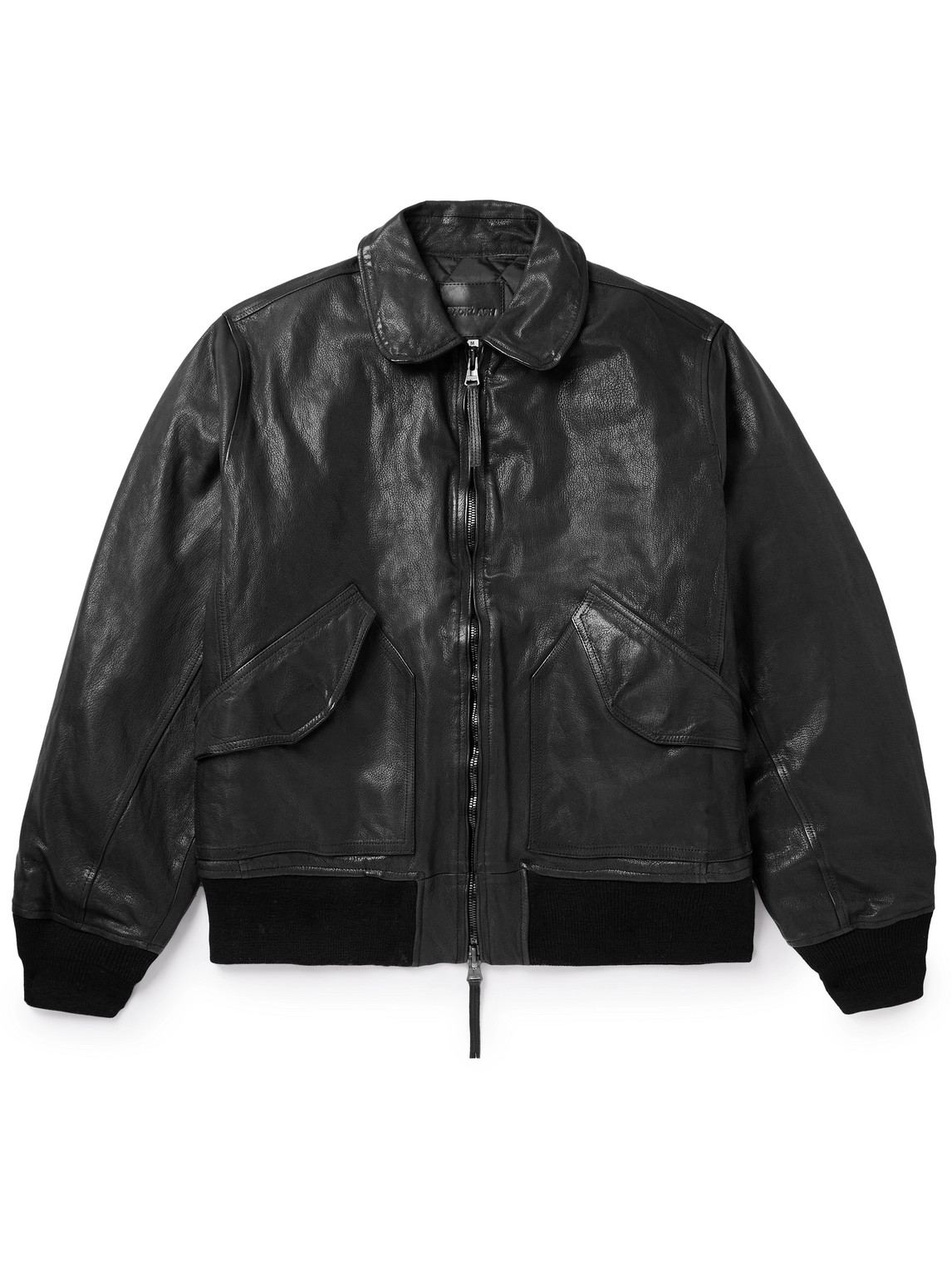 Monitaly Backlash Padded Leather Bomber Jacket In Black