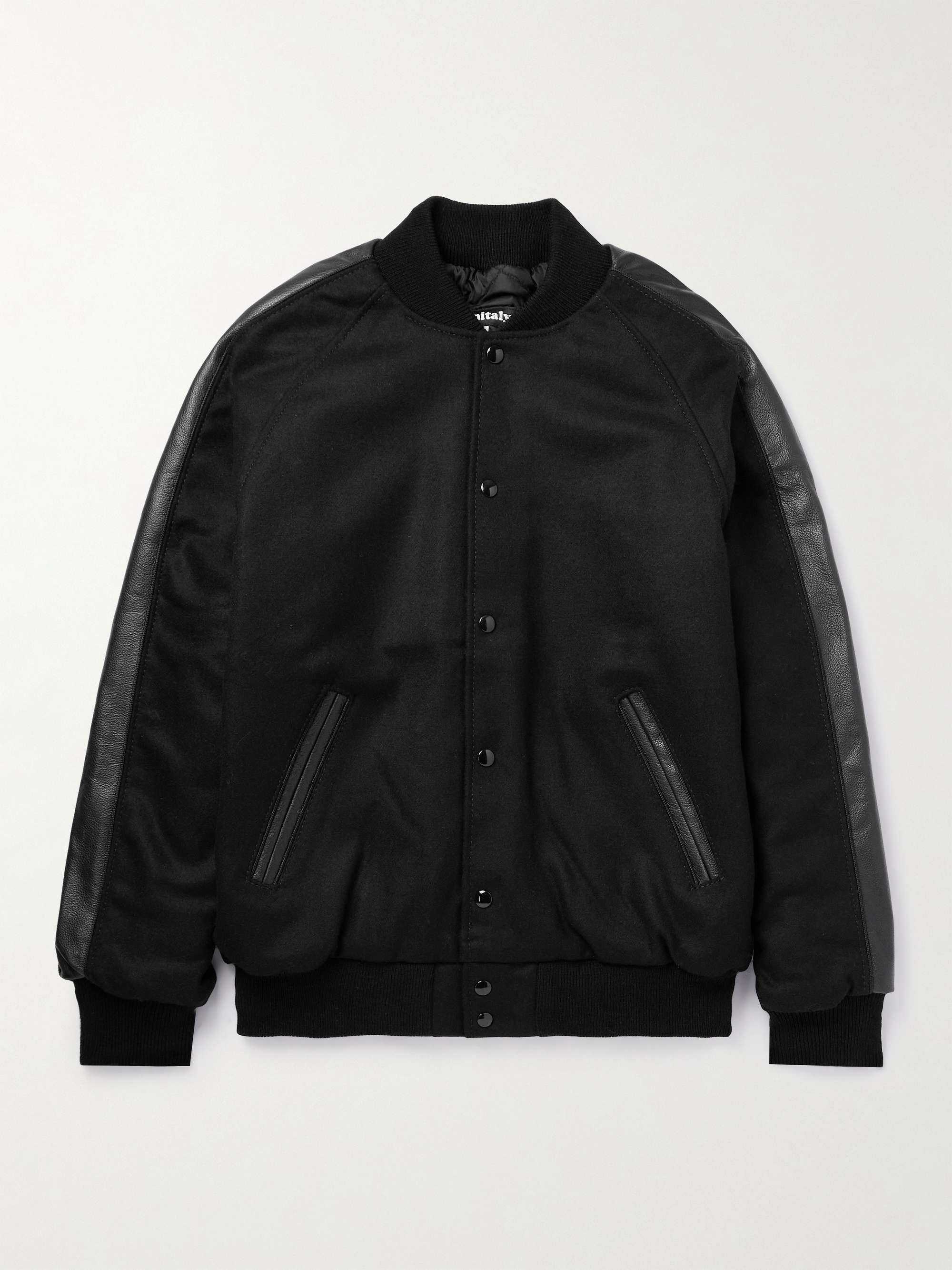 MONITALY Leather-Trimmed Wool-Blend Varsity Jacket for Men | MR PORTER