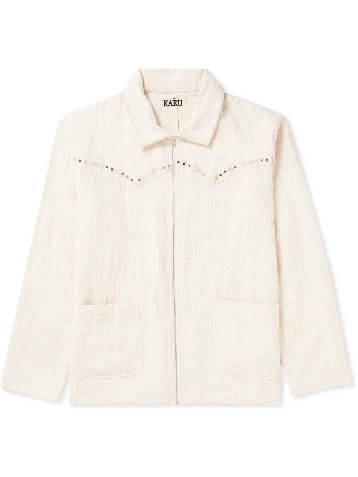 Karu Research Throwing Fits Embellished Cotton Jacket In Neutrals