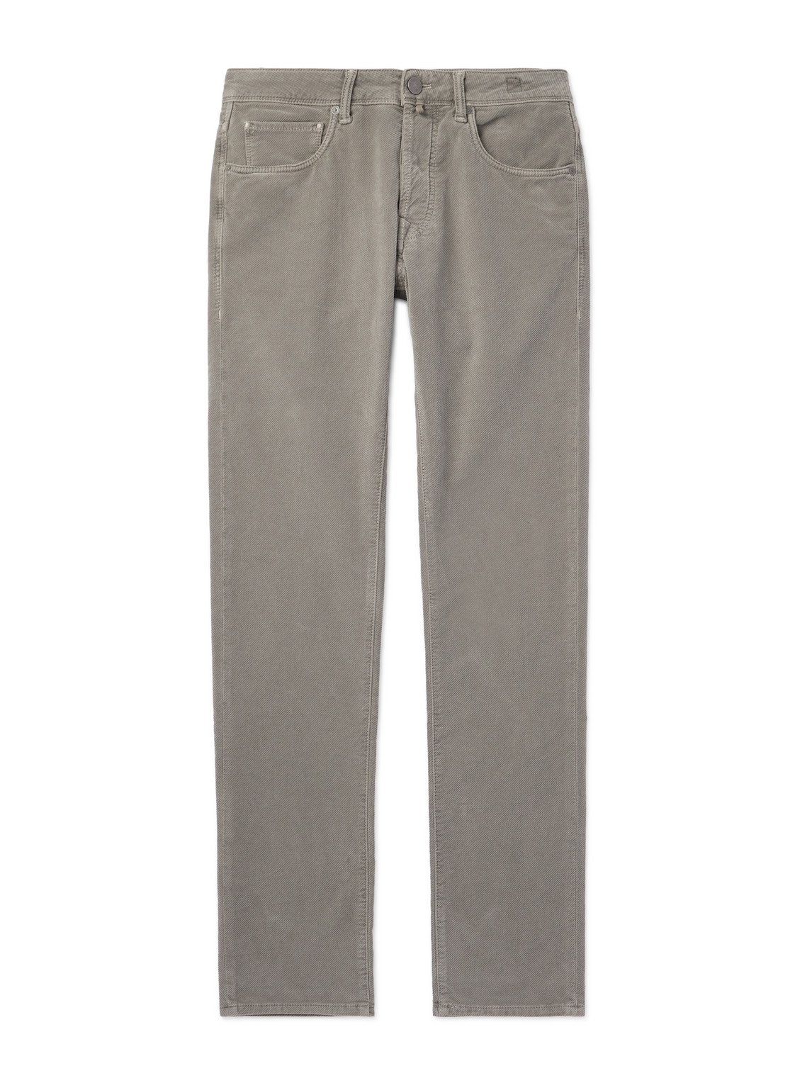 Incotex Slim-fit Cotton-blend Corduroy Trousers In Gray