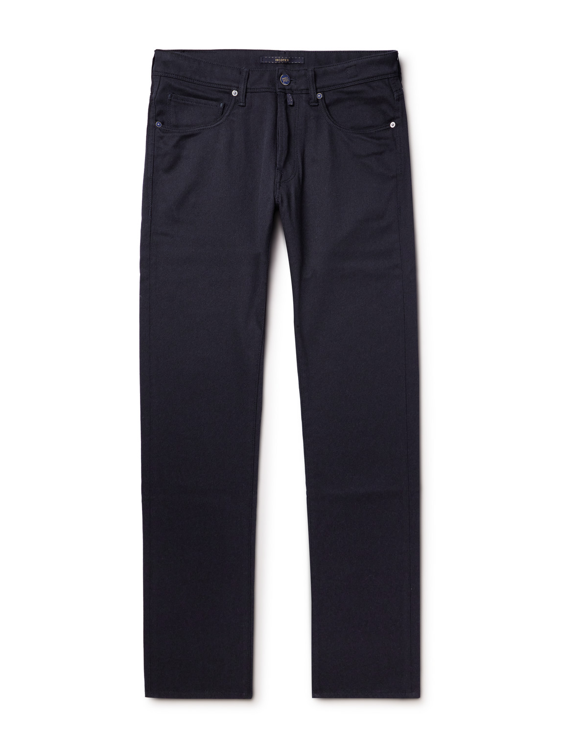 Incotex Slim-fit Wool And Cotton-blend Twill Trousers In Blue