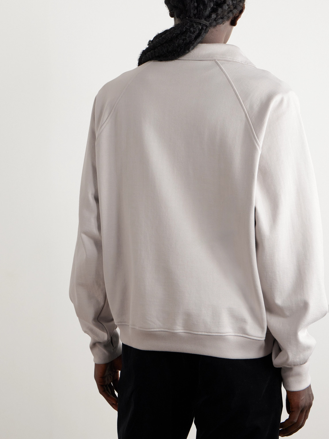 Shop Kaptain Sunshine Sea Island Cotton-jersey Half-zip Sweatshirt In Gray