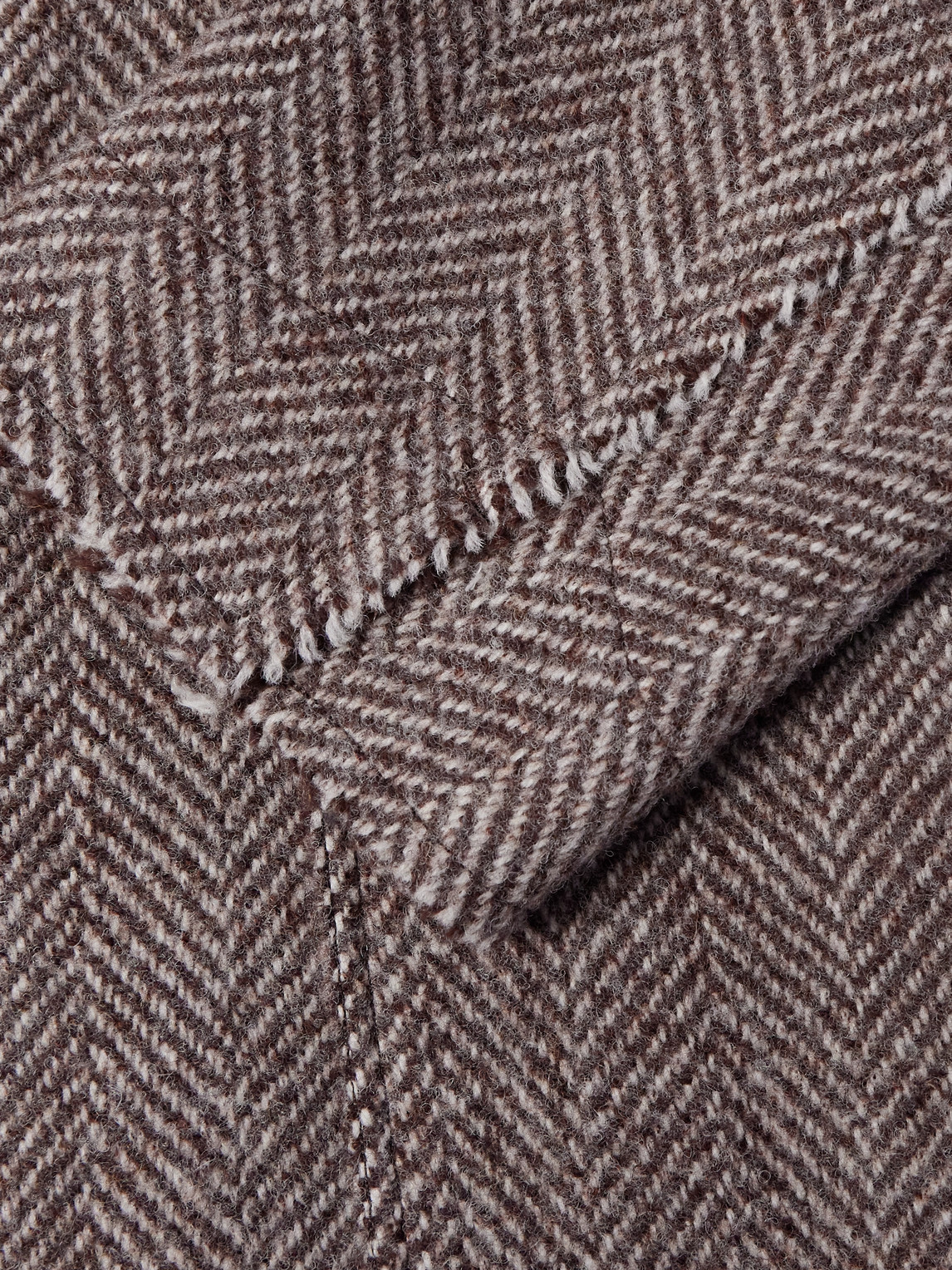 Shop Kaptain Sunshine Distressed Herringbone Wool Tweed Coat In Brown