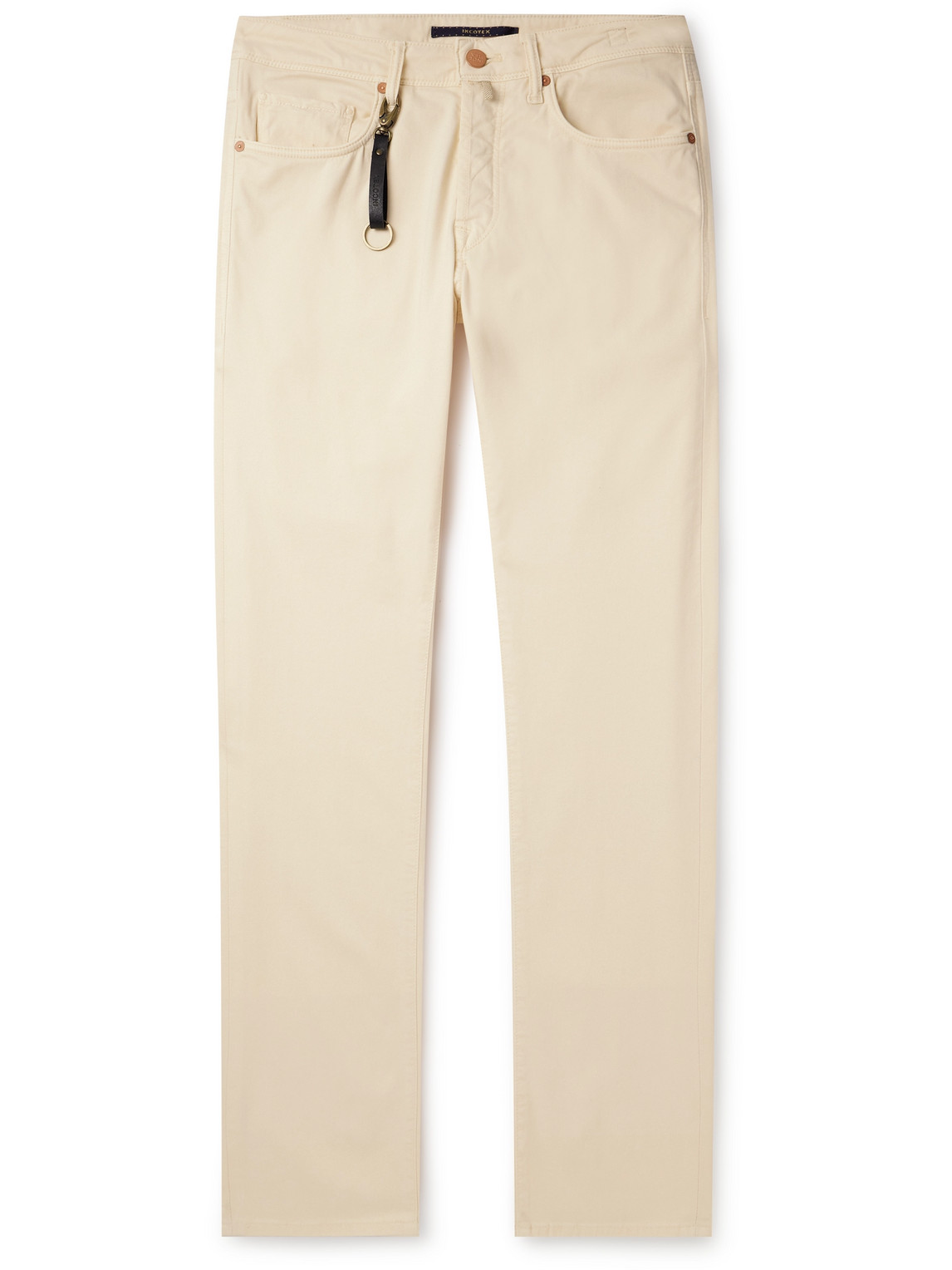 Incotex Slim-fit Straight-leg Stretch Modal And Cotton-blend Trousers In Neutrals