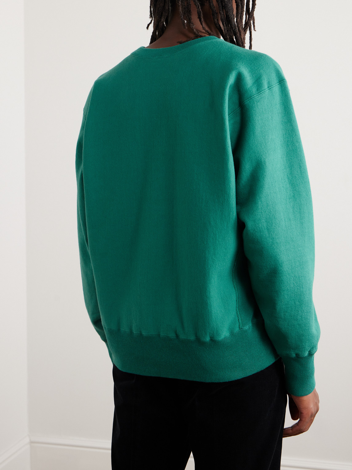 Shop Kaptain Sunshine Garment-dyed Cotton-jersey Sweater In Green