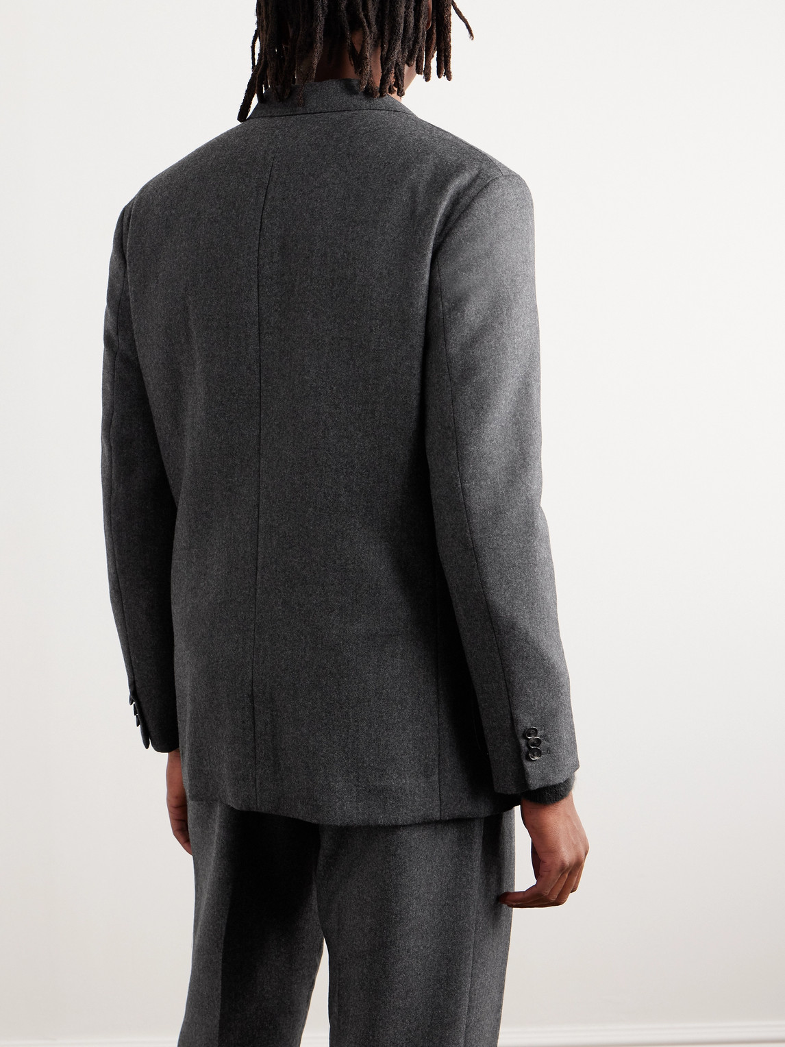 Shop Kaptain Sunshine Double-breasted Wool Suit Jacket In Gray
