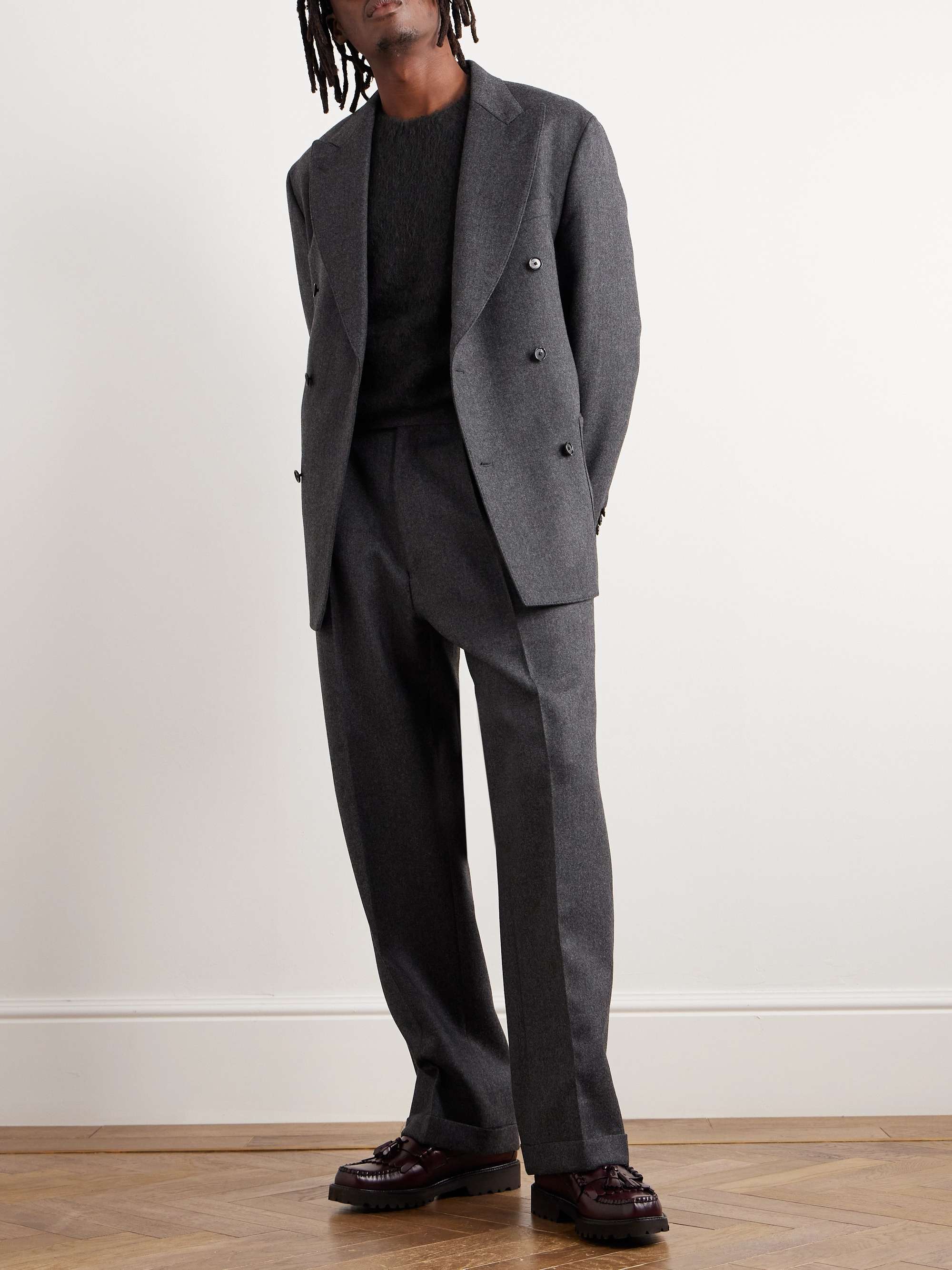 KAPTAIN SUNSHINE Wide-Leg Pleated Wool Suit Trousers for Men | MR