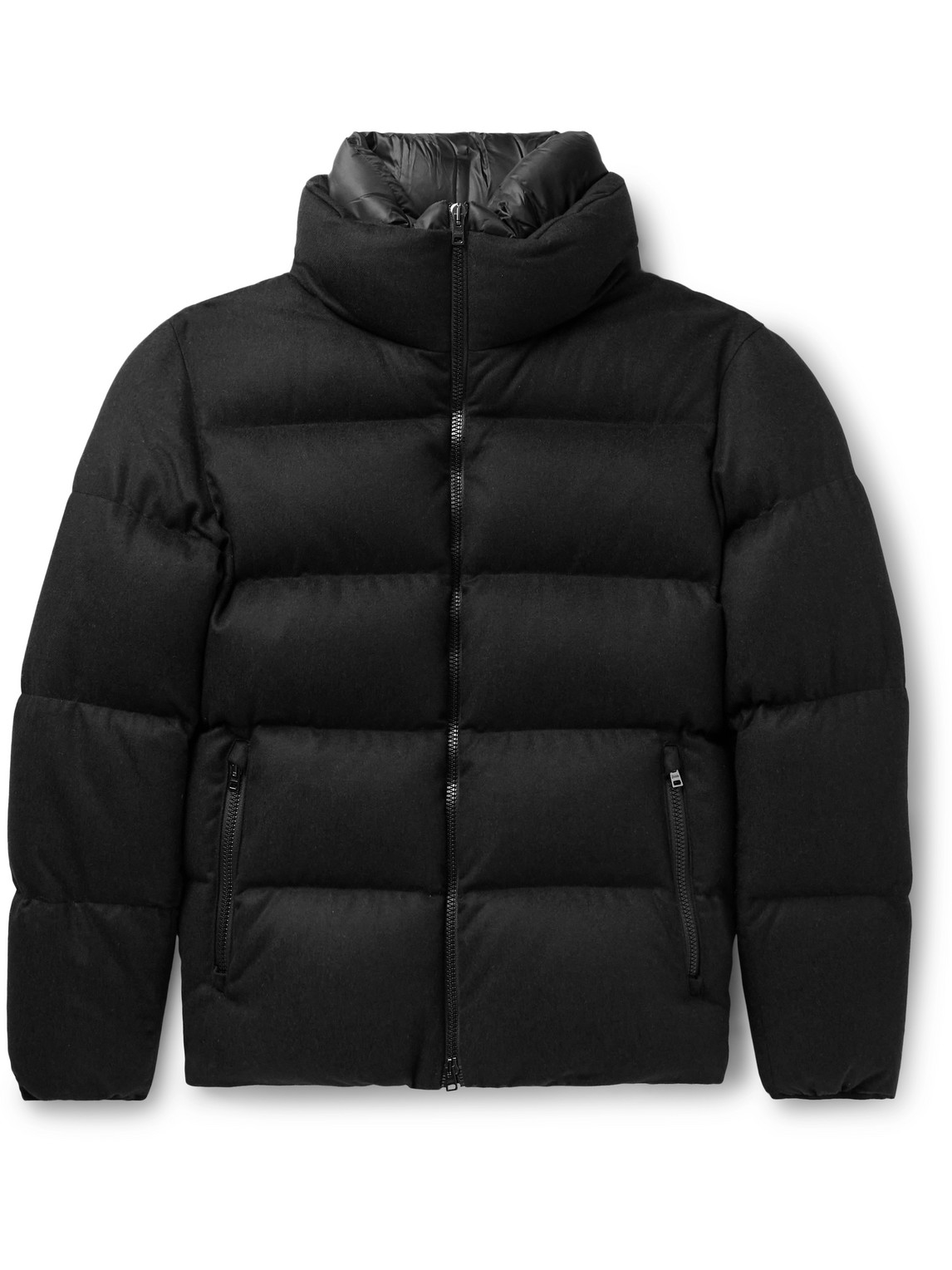 Herno Shell-trimmed Silk And Cashmere-blend Flannel Down Jacket In Black