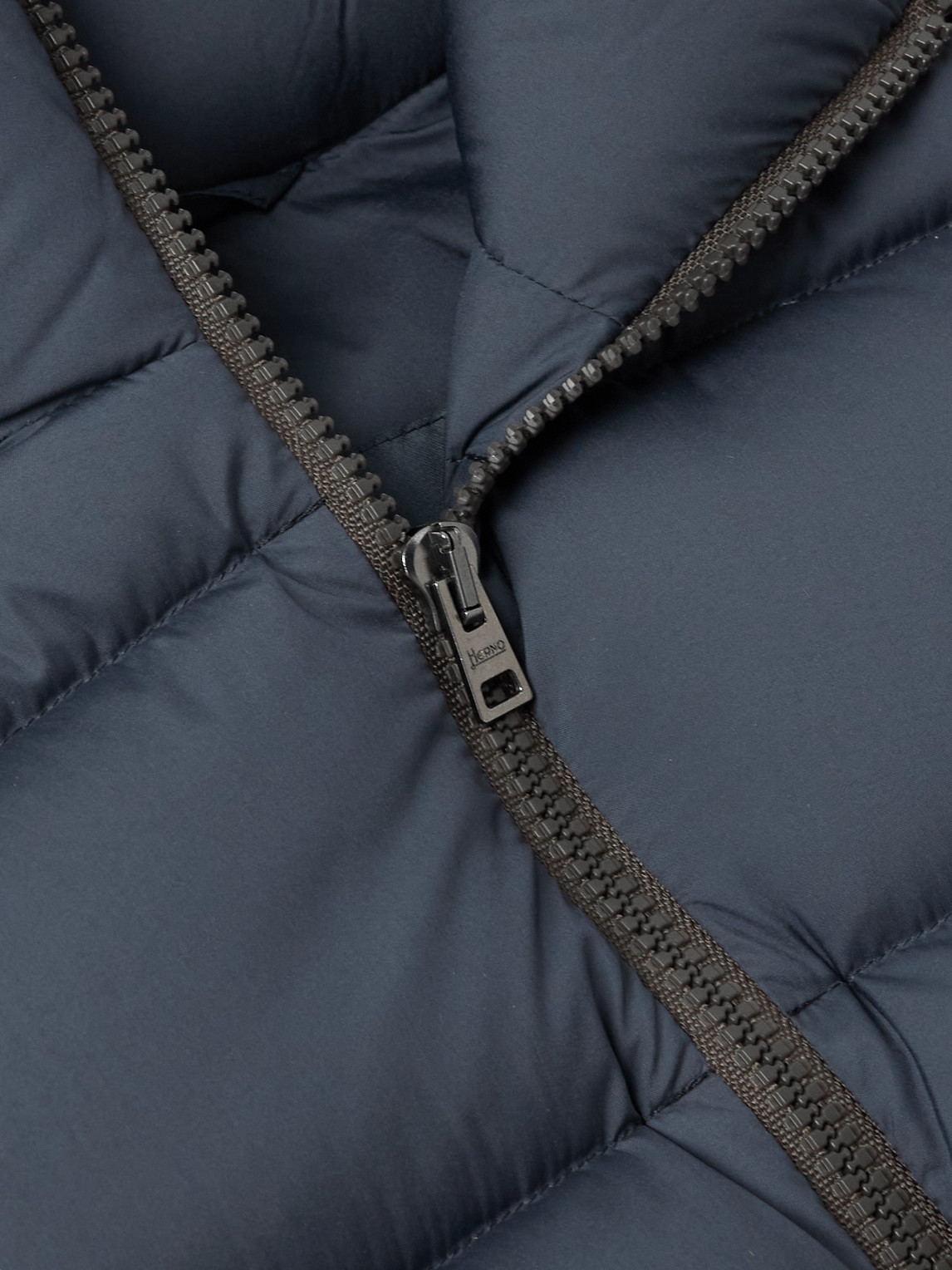 Shop Herno Quilted Nylon Hooded Down Jacket In Blue