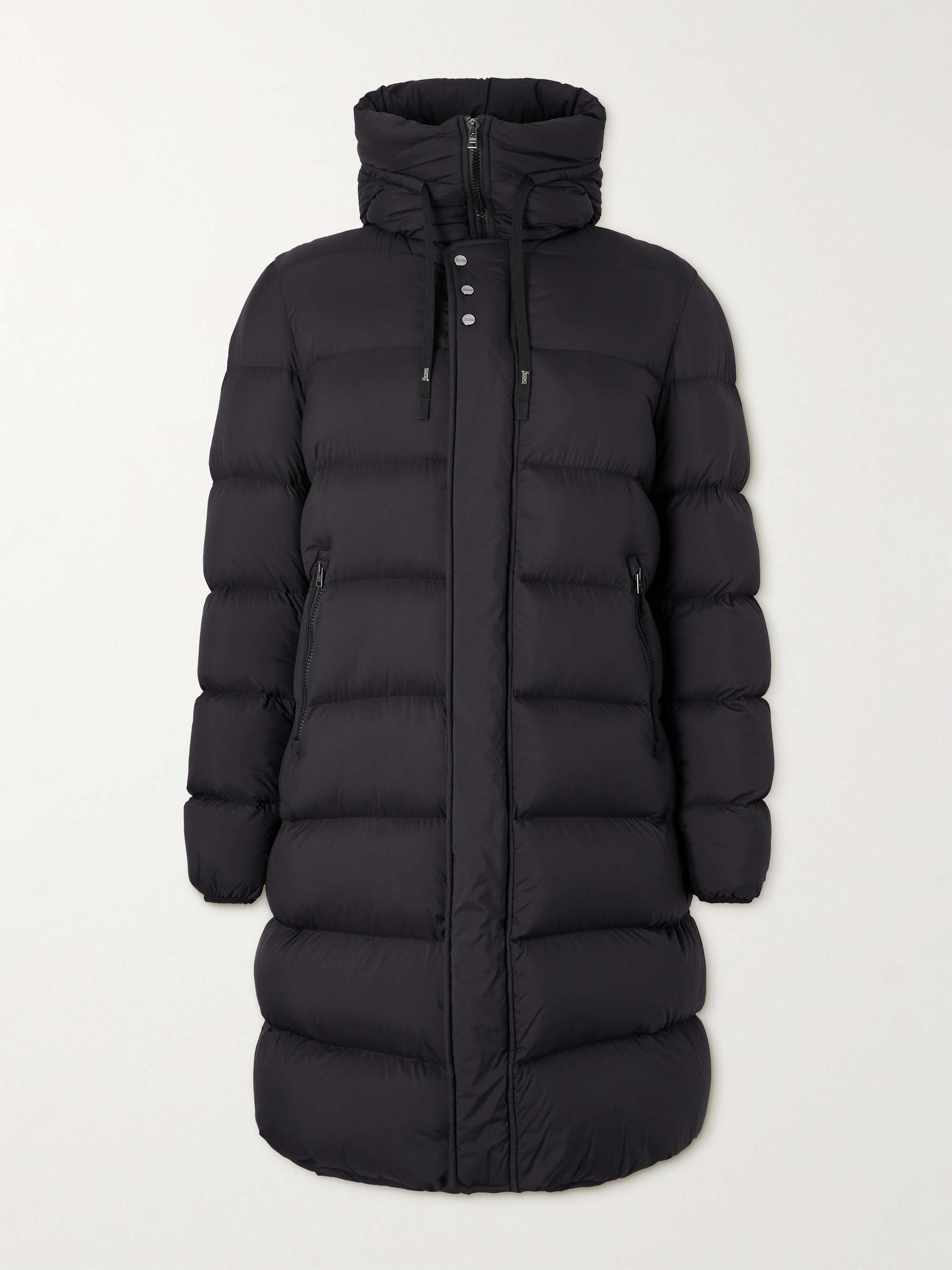 HERNO Quilted Shell Hooded Down Parka,Black