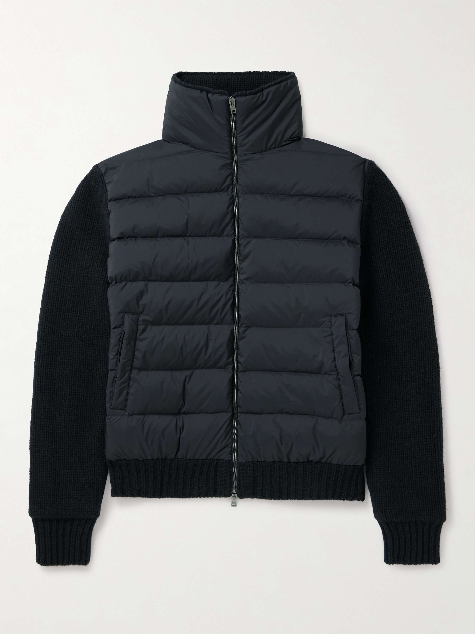HERNO Quilted Padded Shell and Virgin Wool and Cashmere-Blend Down Jacket,Navy