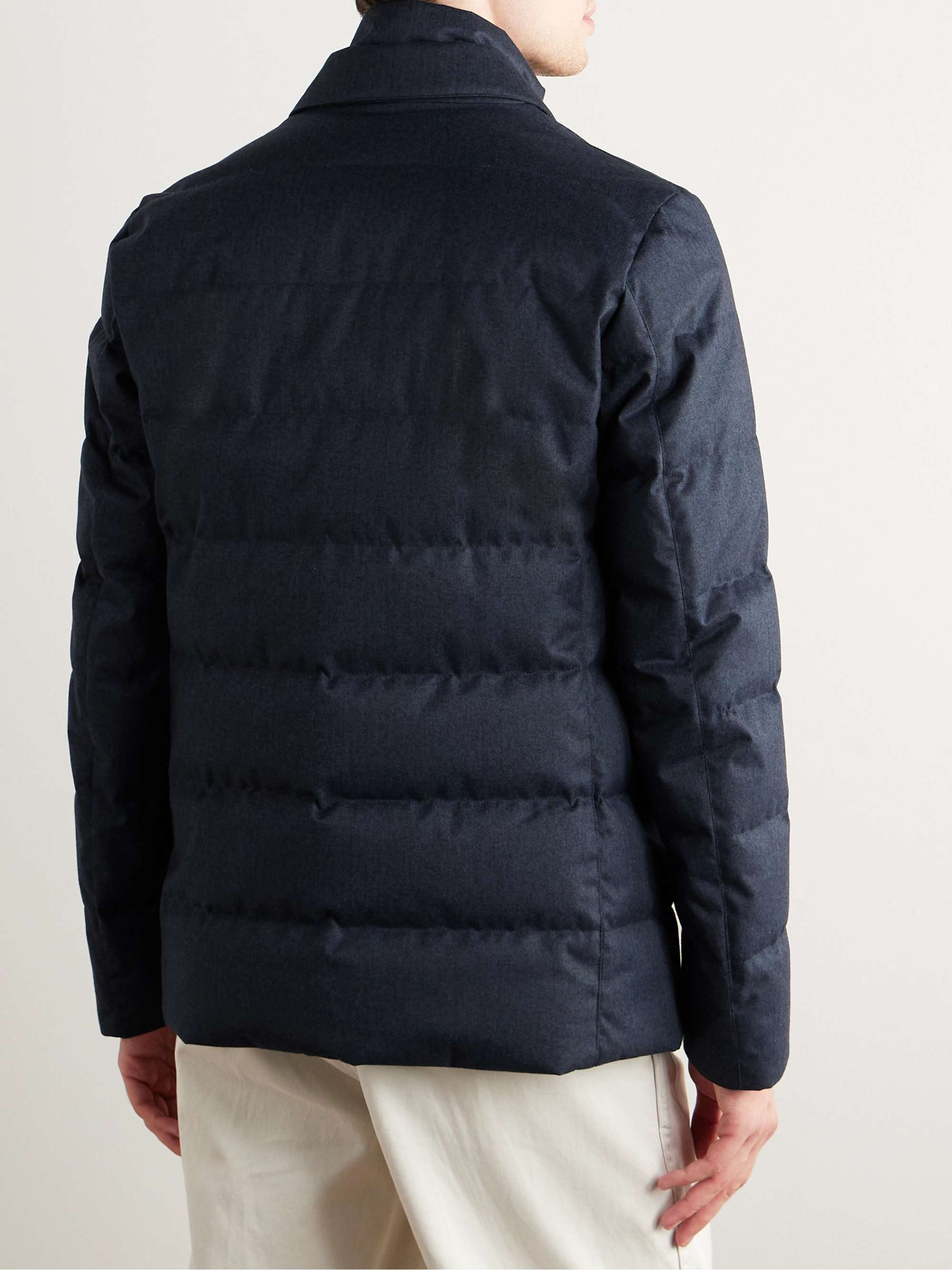 HERNO LAMINAR Quilted Herringbone Shell Down Jacket with Removable ...