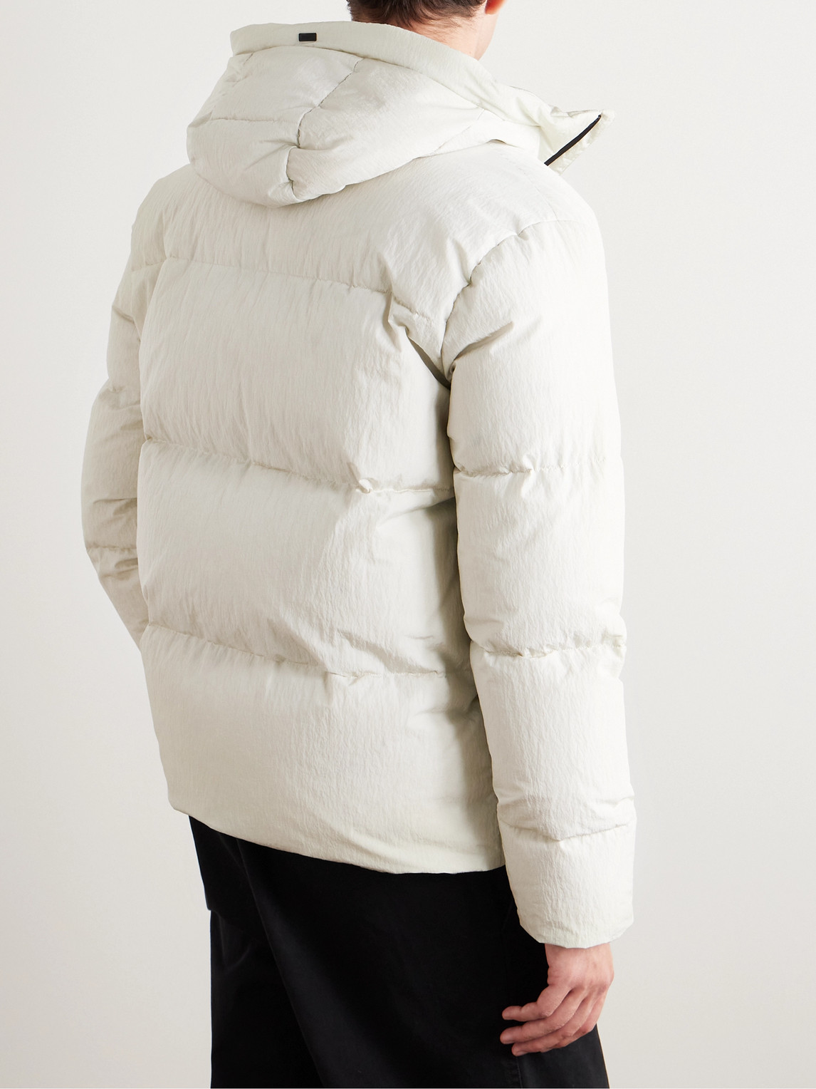 Shop Herno Laminar Laminar Textured-shell Hoodie Down Jacket In Neutrals