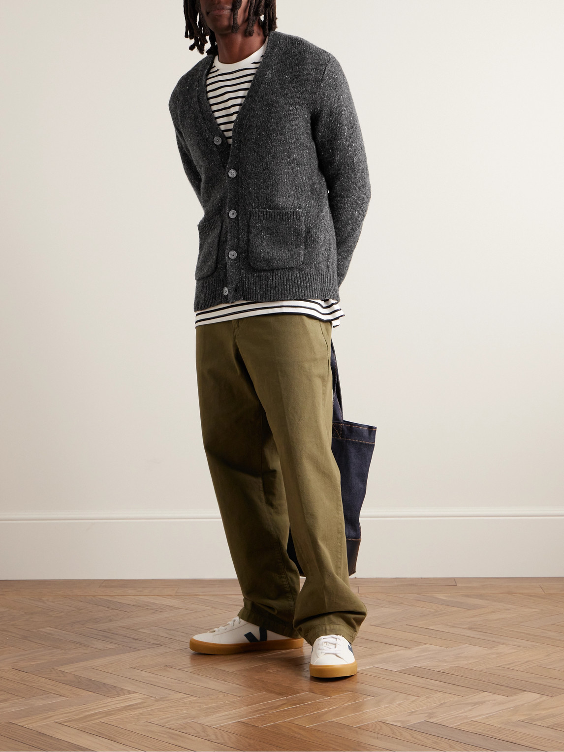 Shop Alex Mill Donegal Merino Wool-blend Cardigan In Gray