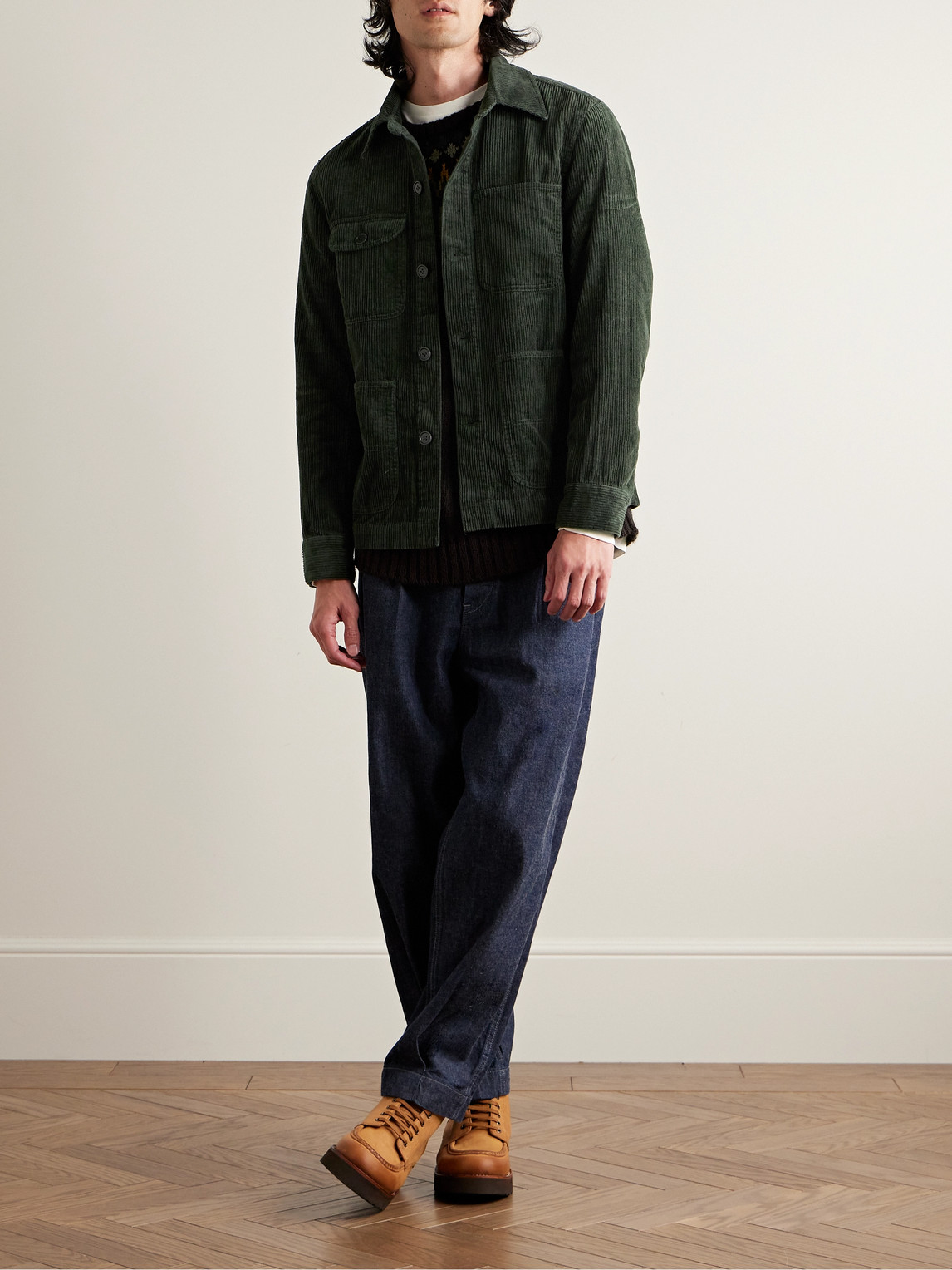 Shop Alex Mill Cotton-corduroy Chore Jacket In Green