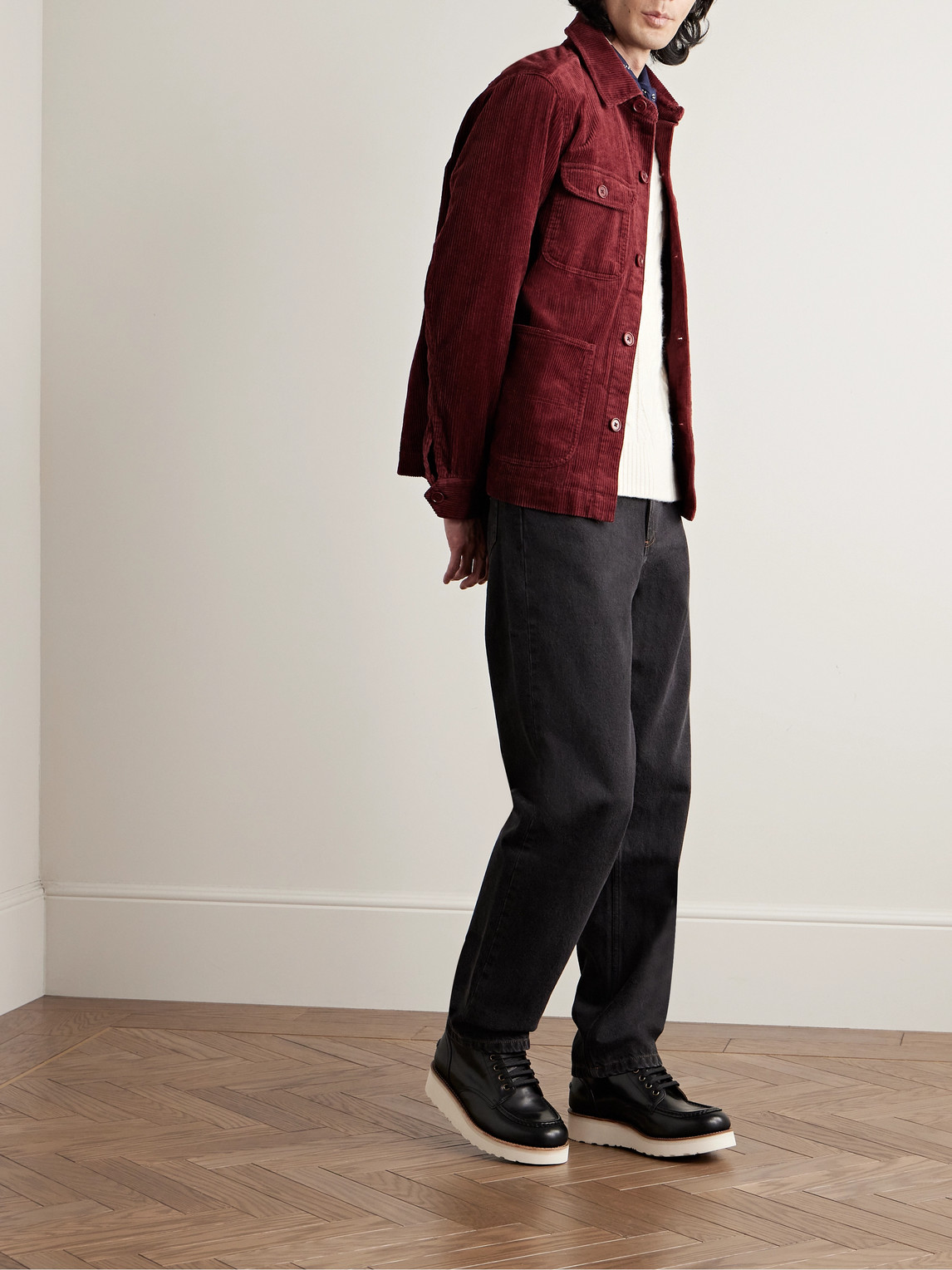 Shop Alex Mill Cotton-corduroy Chore Jacket In Red