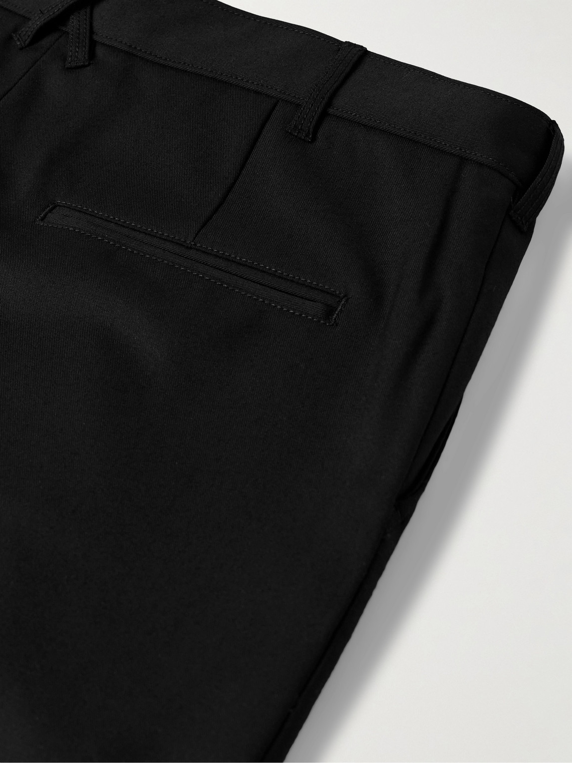 Shop Alex Mill Slim-fit Pleated Wool-blend Gabardine Suit Trousers In Black