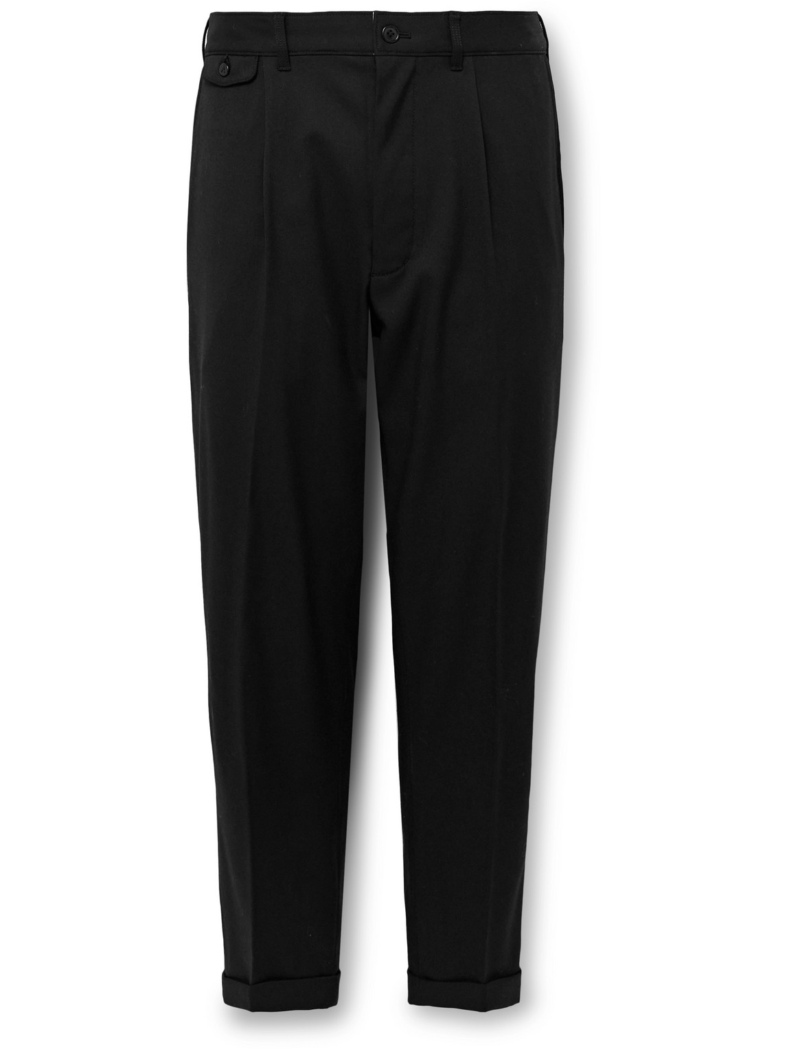 Alex Mill Slim-fit Pleated Wool-blend Gabardine Suit Trousers In Black