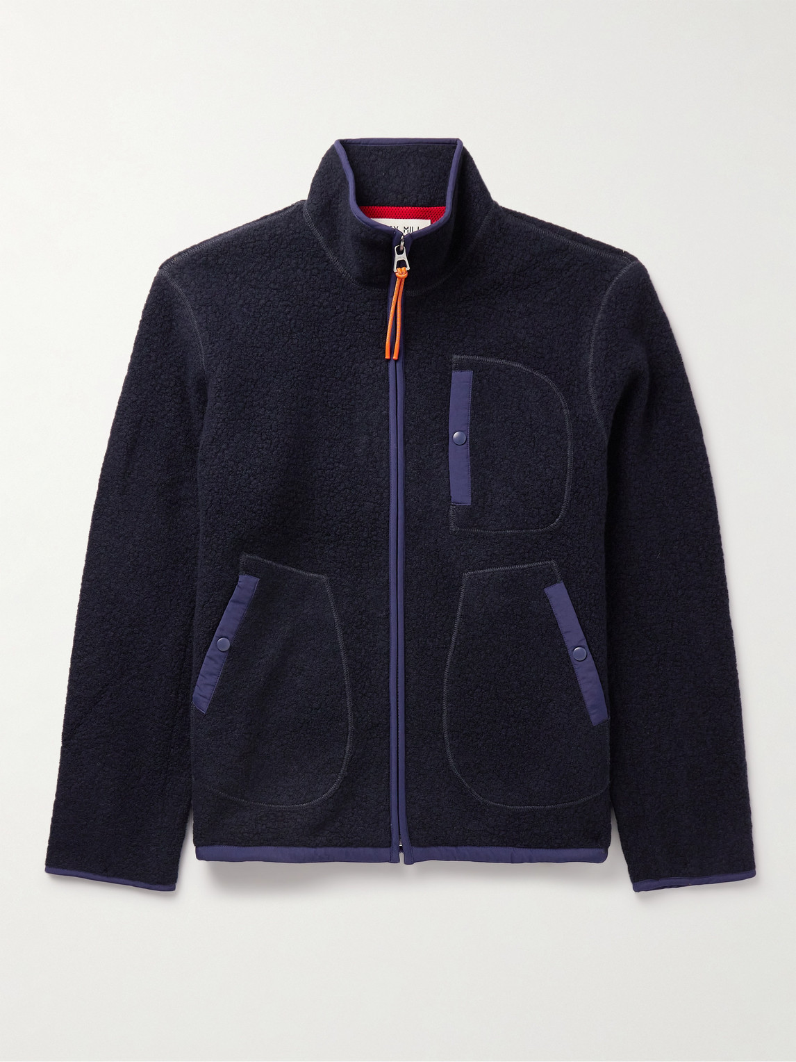 Alex Mill Something Shell-trimmed Wool-blend Fleece Jacket In Blue
