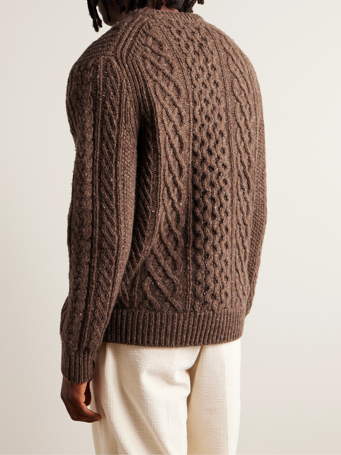 Shop Alex Mill Cable-knit Merino Wool-blend Sweater In Brown