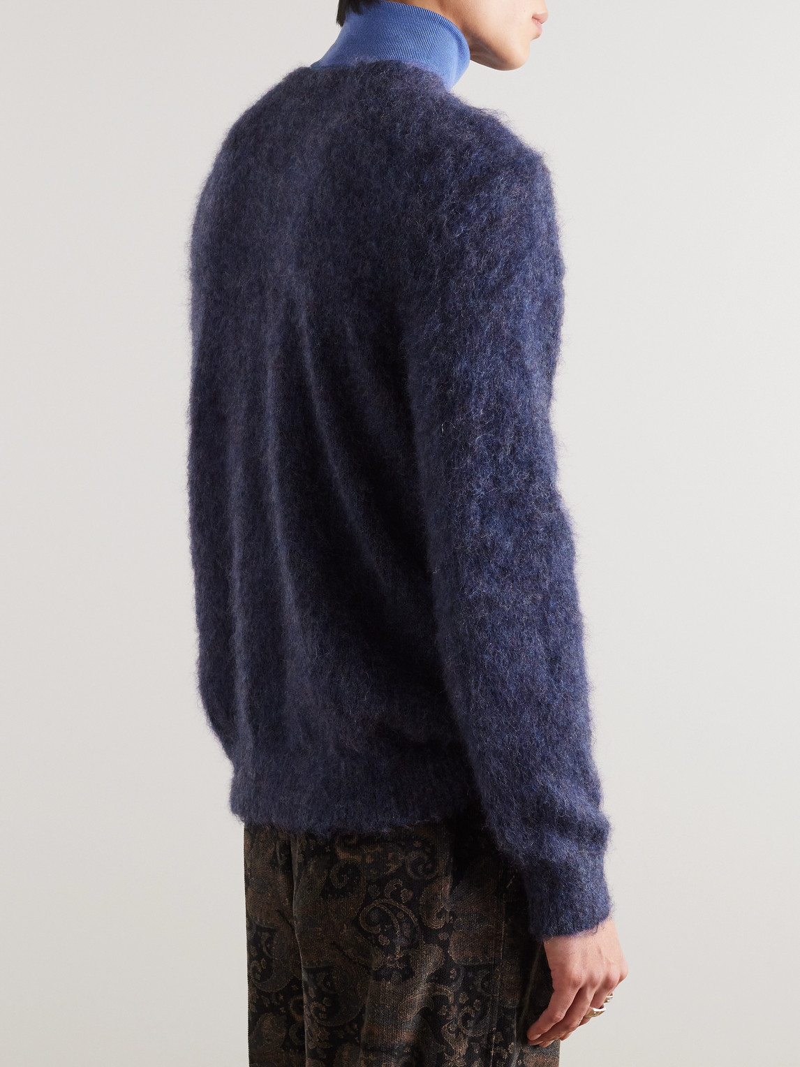 Shop Beams Mohair-blend Sweater In Blue