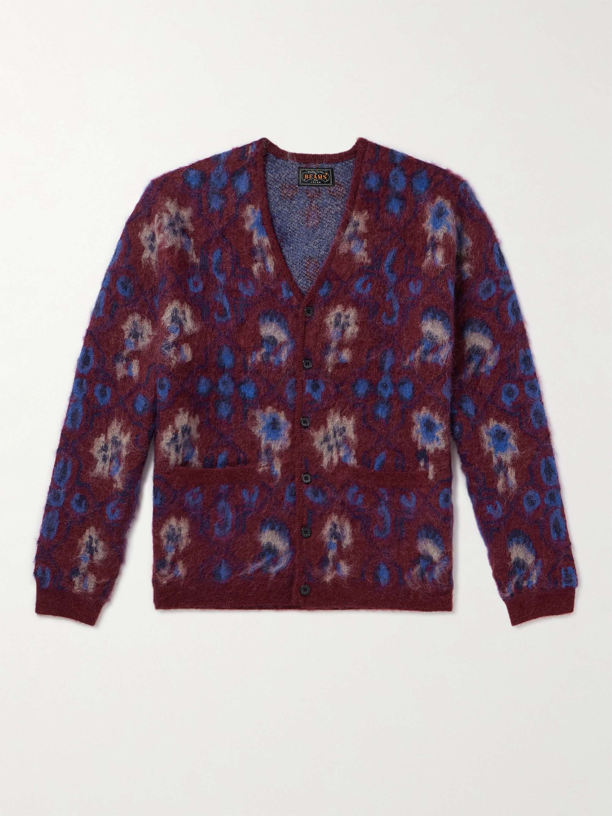 Floral-Jacquard Knitted Cardigan