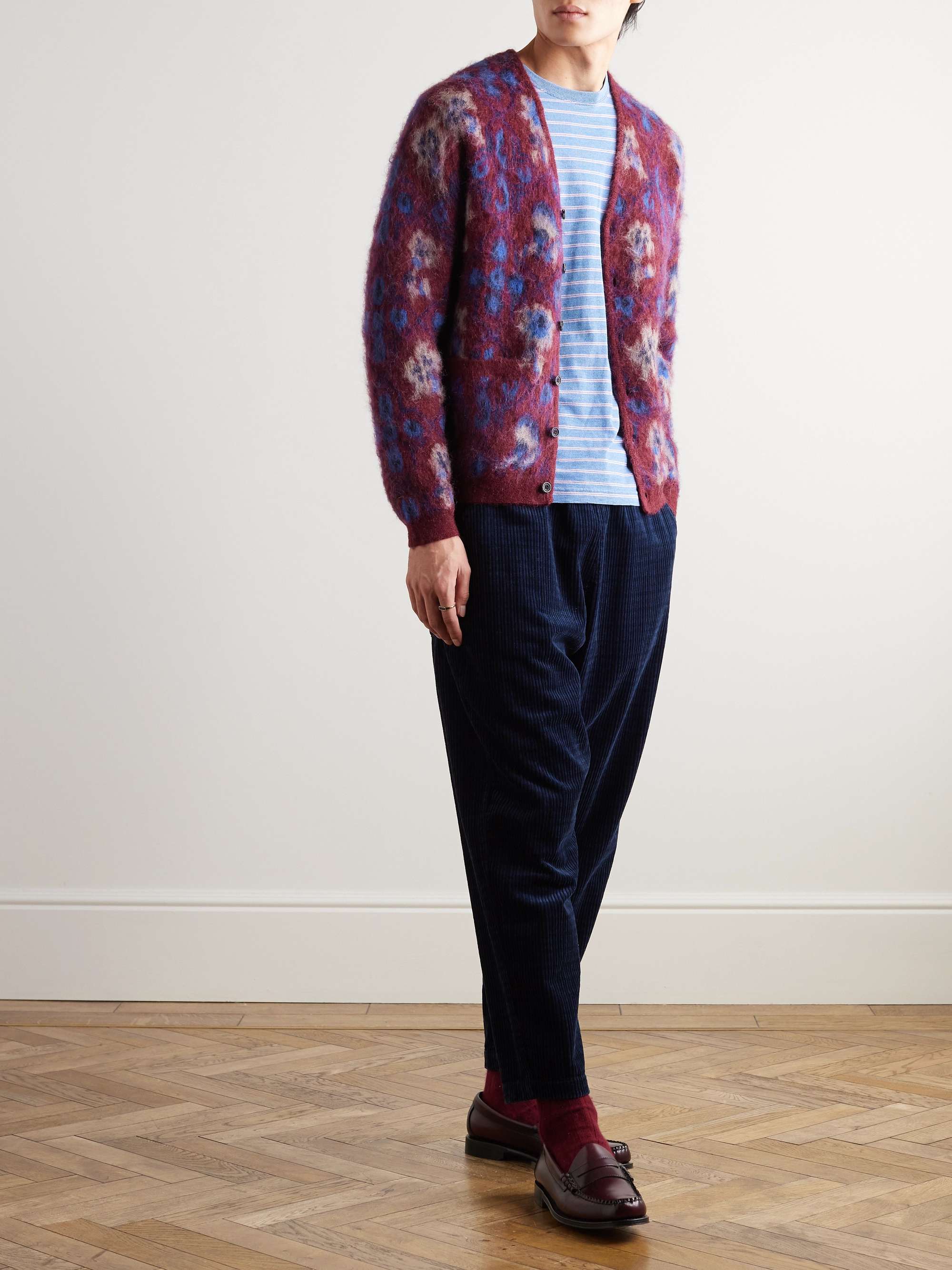 BEAMS PLUS Floral-Jacquard Knitted Cardigan for Men | MR PORTER