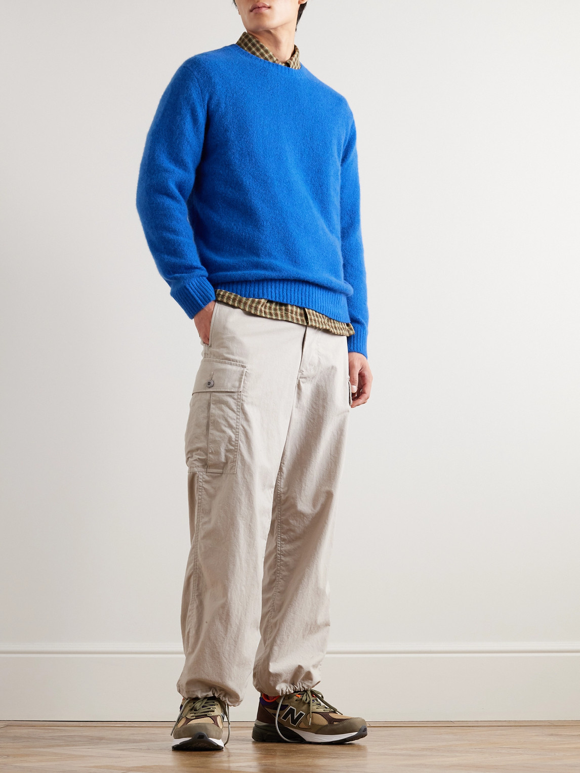 Shop Beams Cashmere And Silk-blend Sweater In Blue