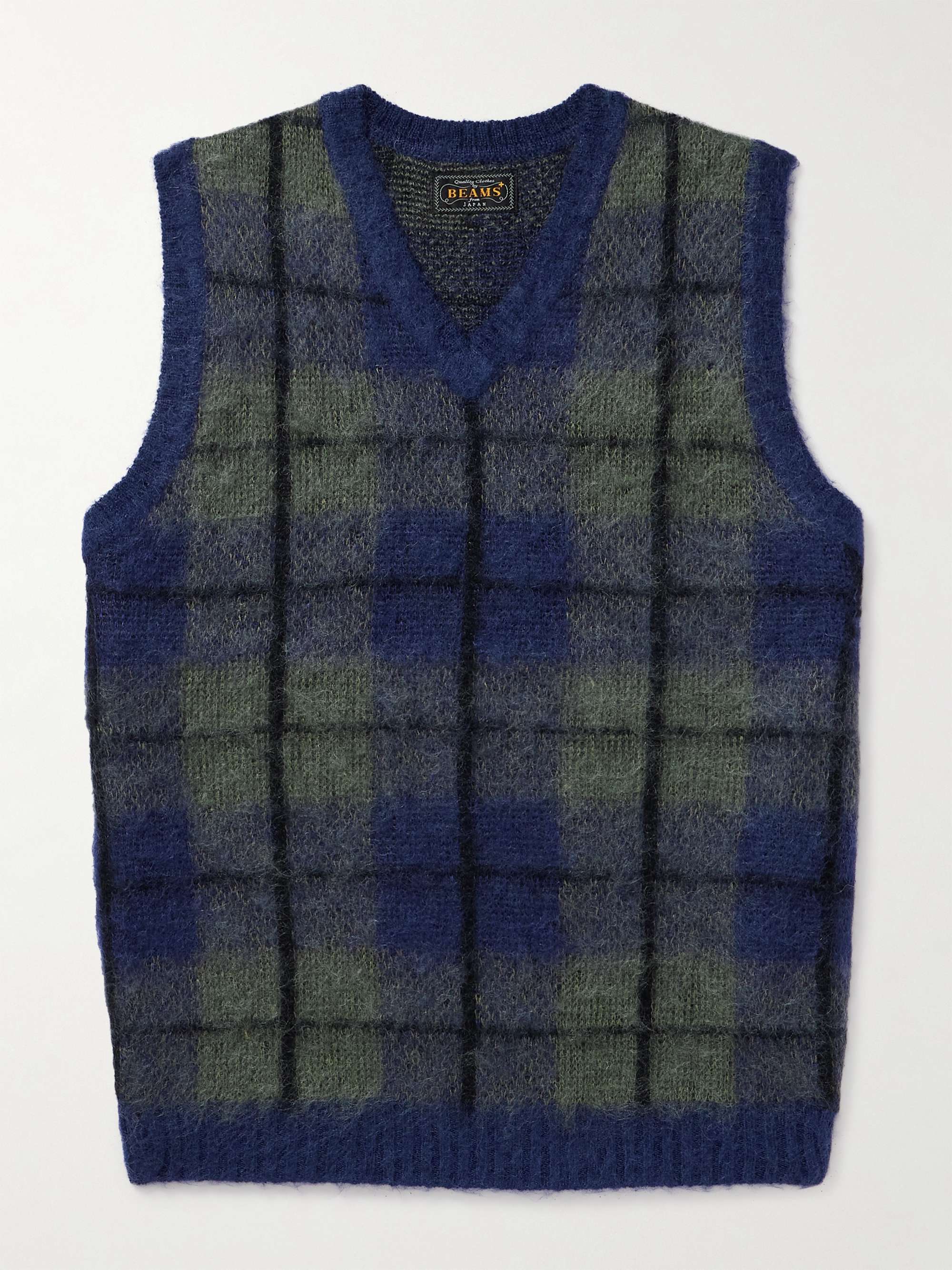 Checked Knitted Sweater Vest