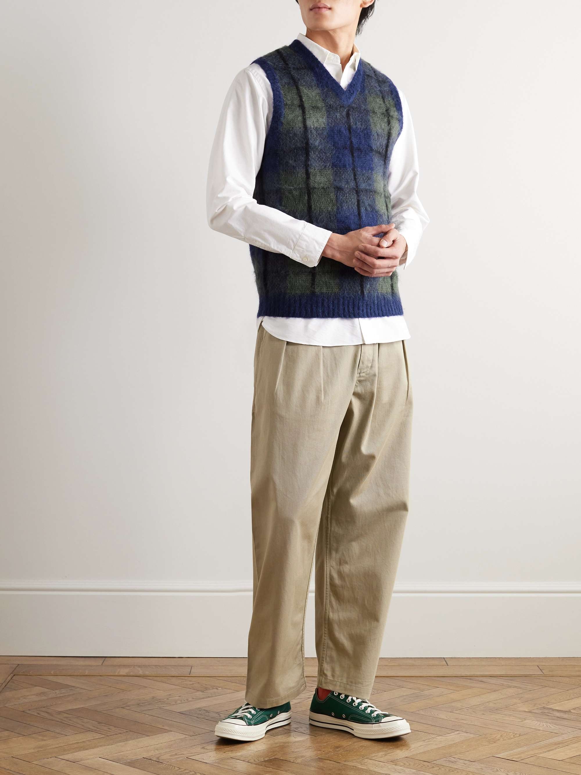 Checked Knitted Sweater Vest