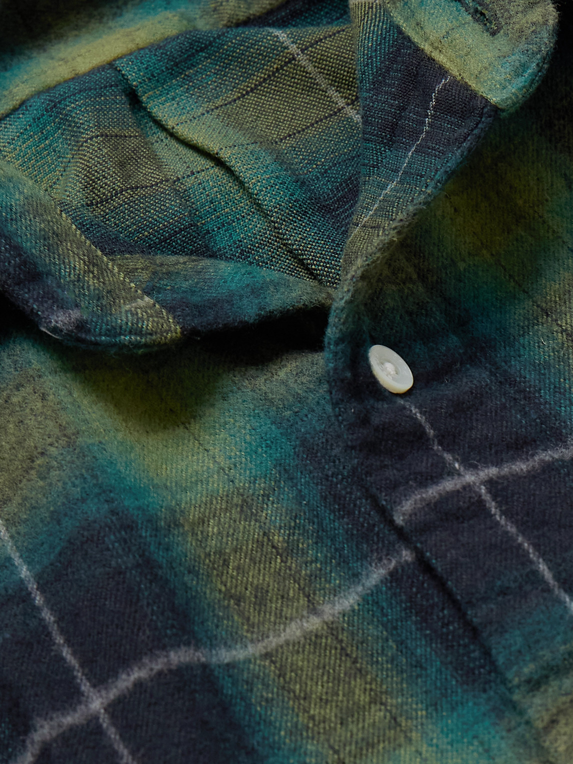 Shop Beams Button-down Collar Checked Brushed Cotton-flannel Shirt In Green
