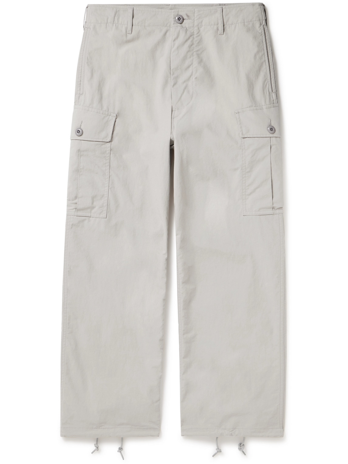 Beams Wide-leg Shell Cargo Trousers In Gray