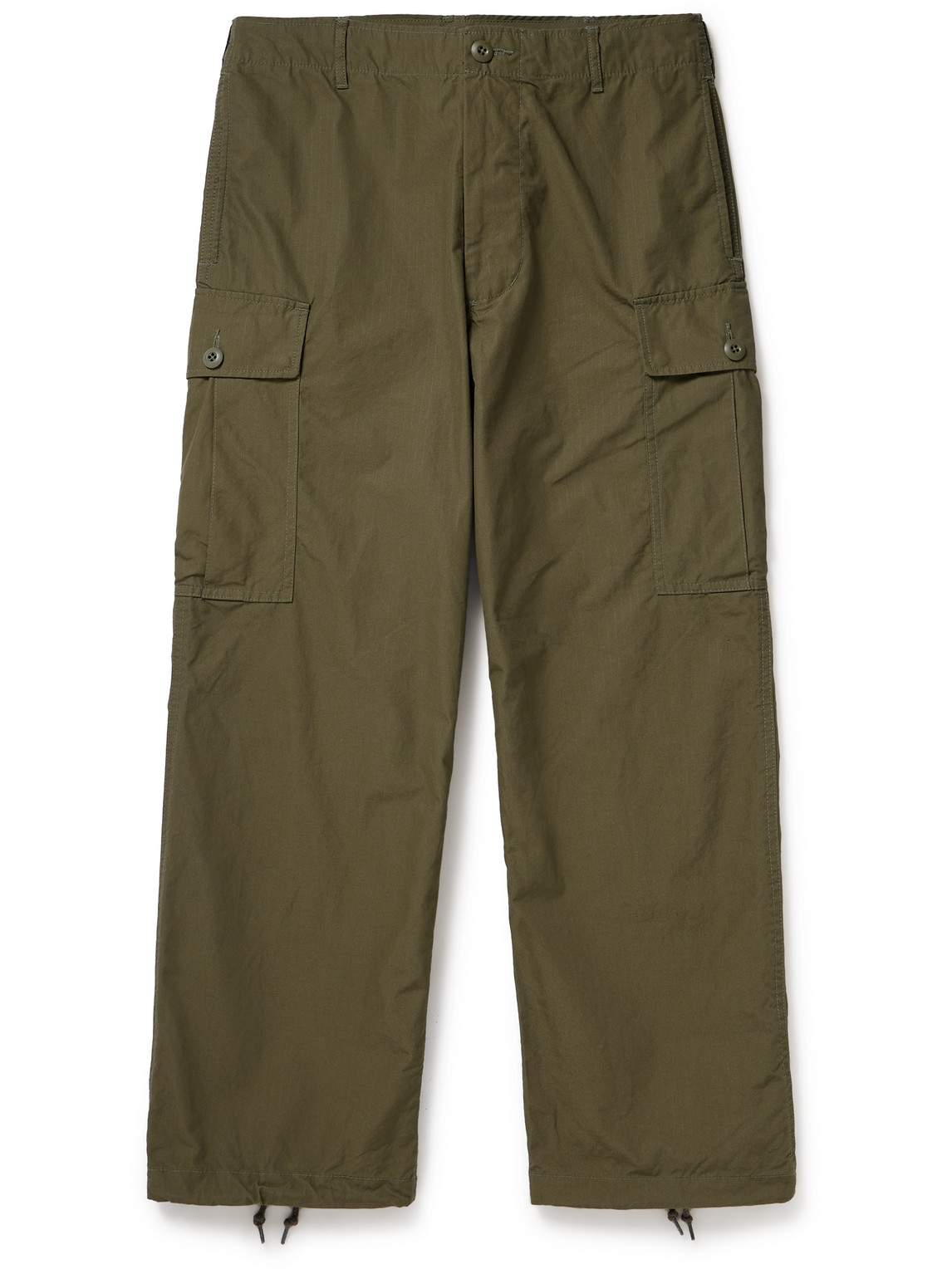 Beams Straight-leg Cotton-ripstop Trousers In Green
