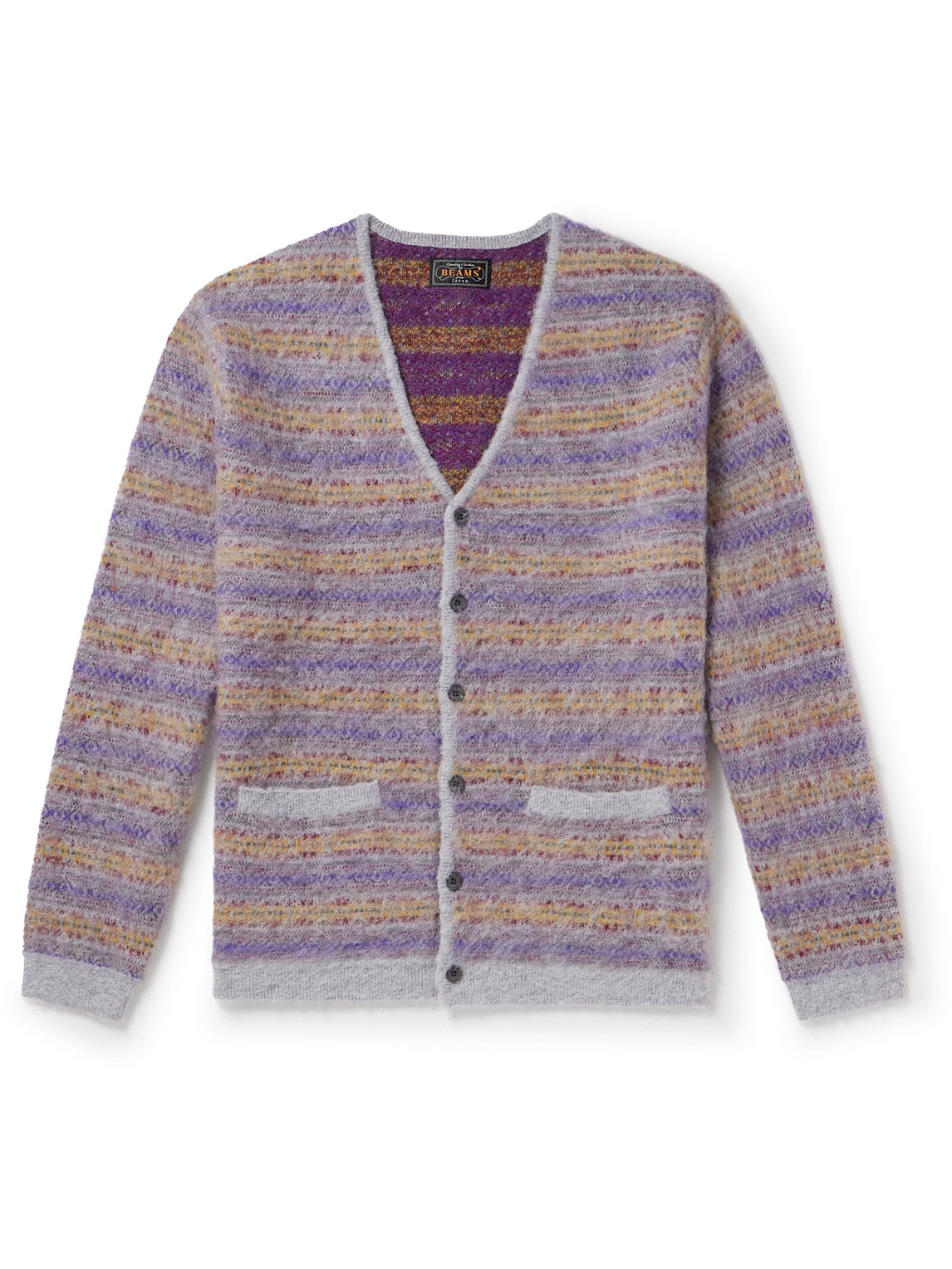 Beams Fair Isle Jacquard-knit Cardigan In Purple