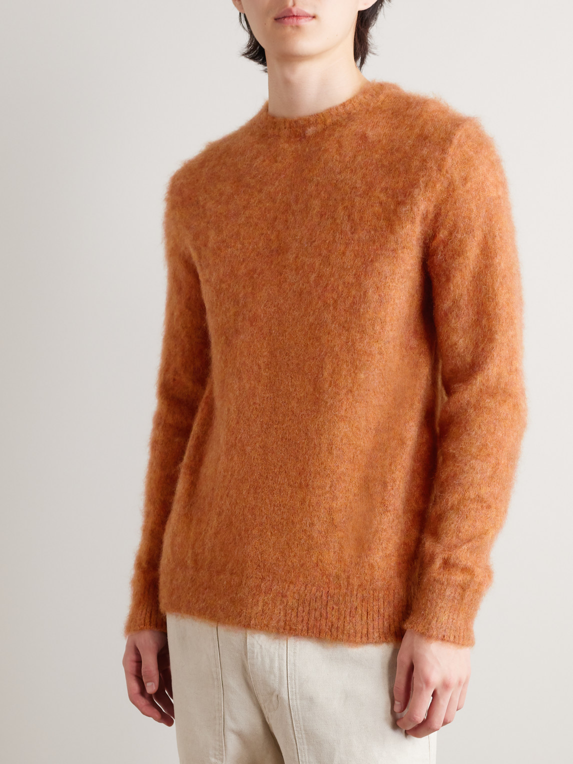 Shop Beams Mohair-blend Sweater In Orange
