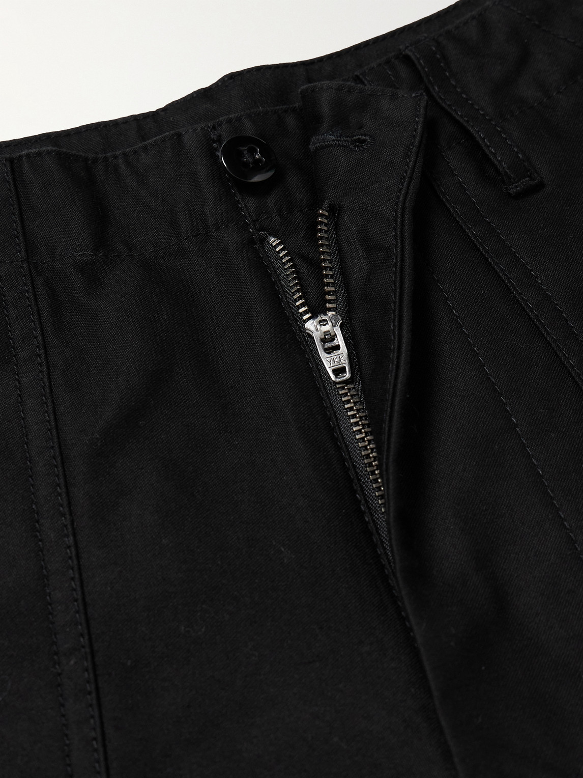 Shop Beams Wide-leg Cotton-twill Trousers In Black
