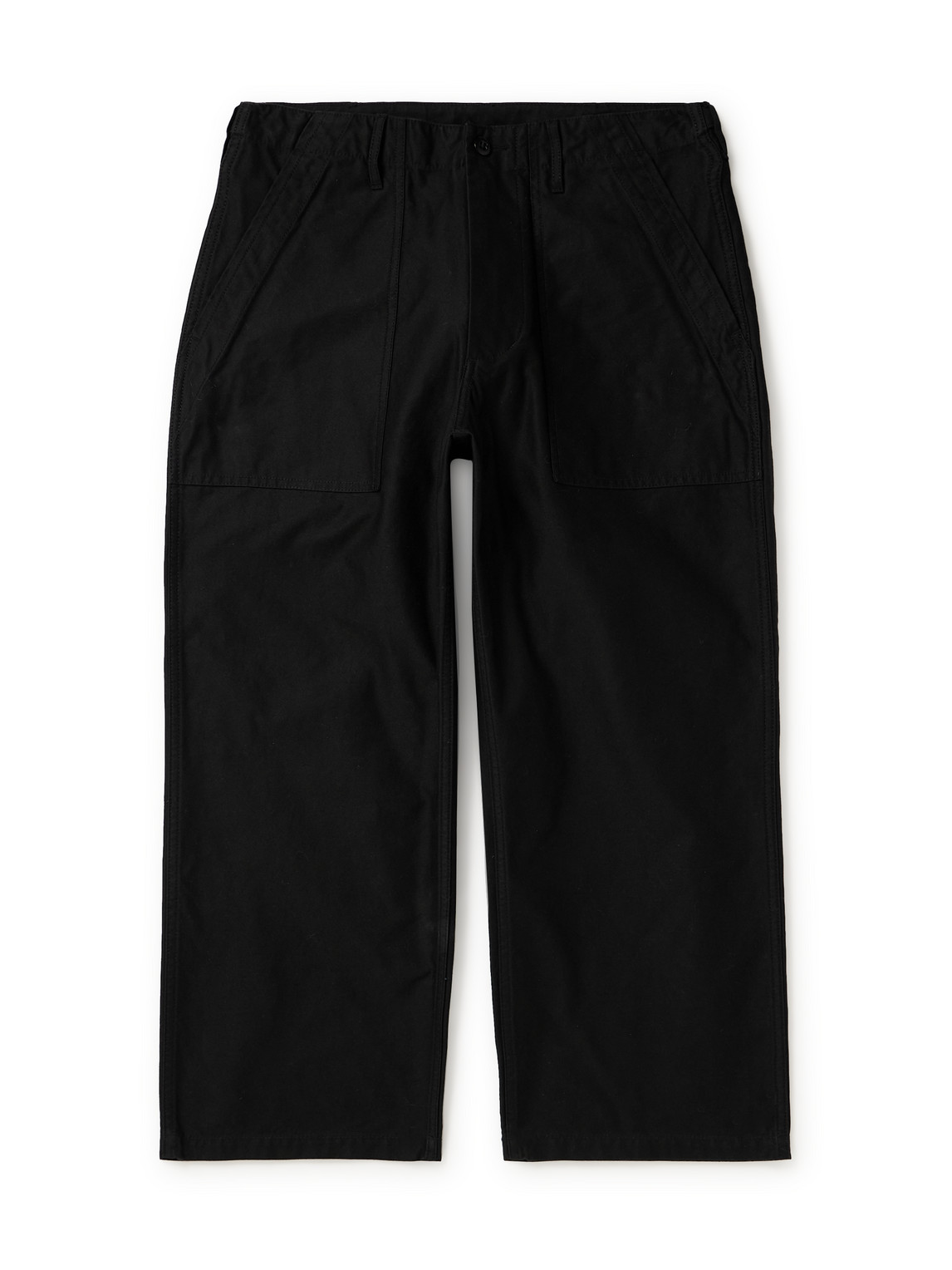 Beams Wide-leg Cotton-twill Trousers In Black