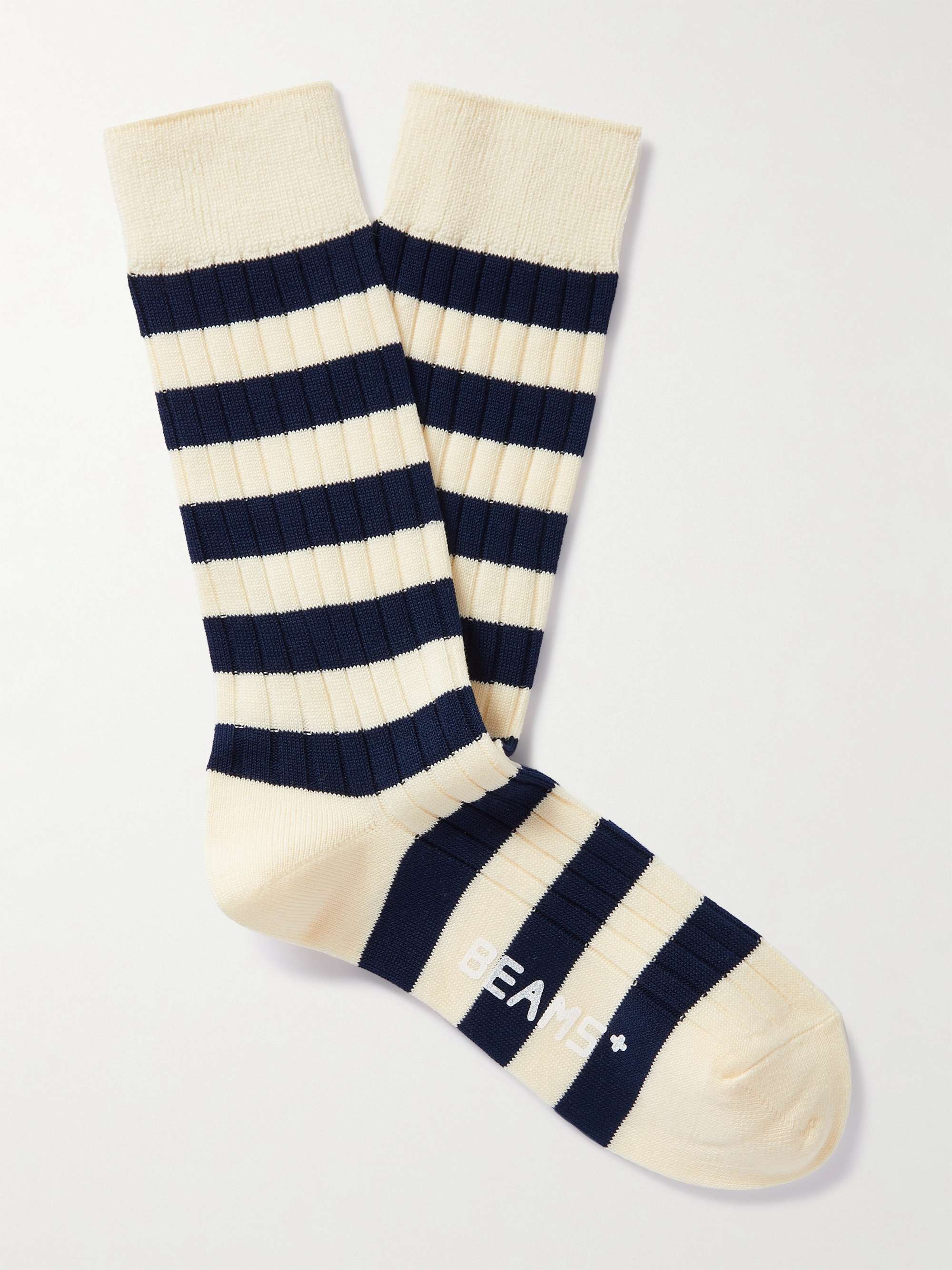 Striped Ribbed Cotton-Blend Socks