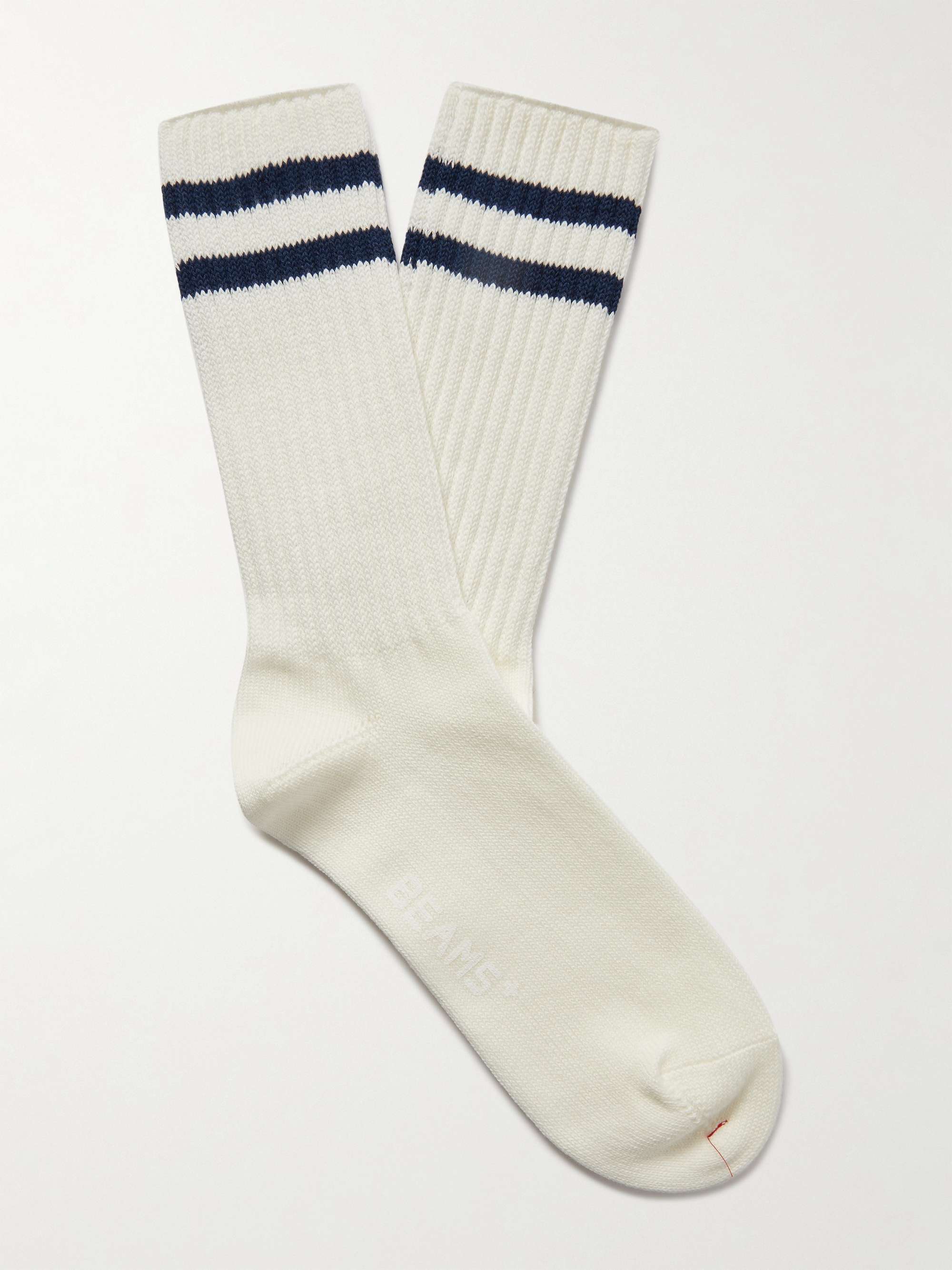 BEAMS PLUS Schoolboy Striped Ribbed Cotton-Blend Socks for Men | MR PORTER