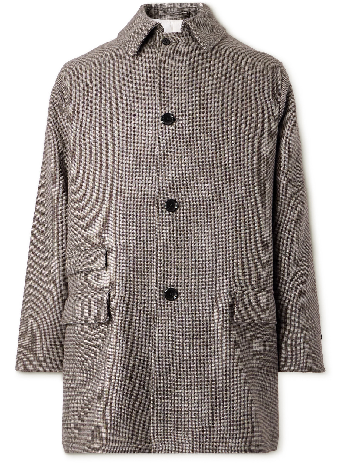 Beams Puppytooth Wool Coat In Gray