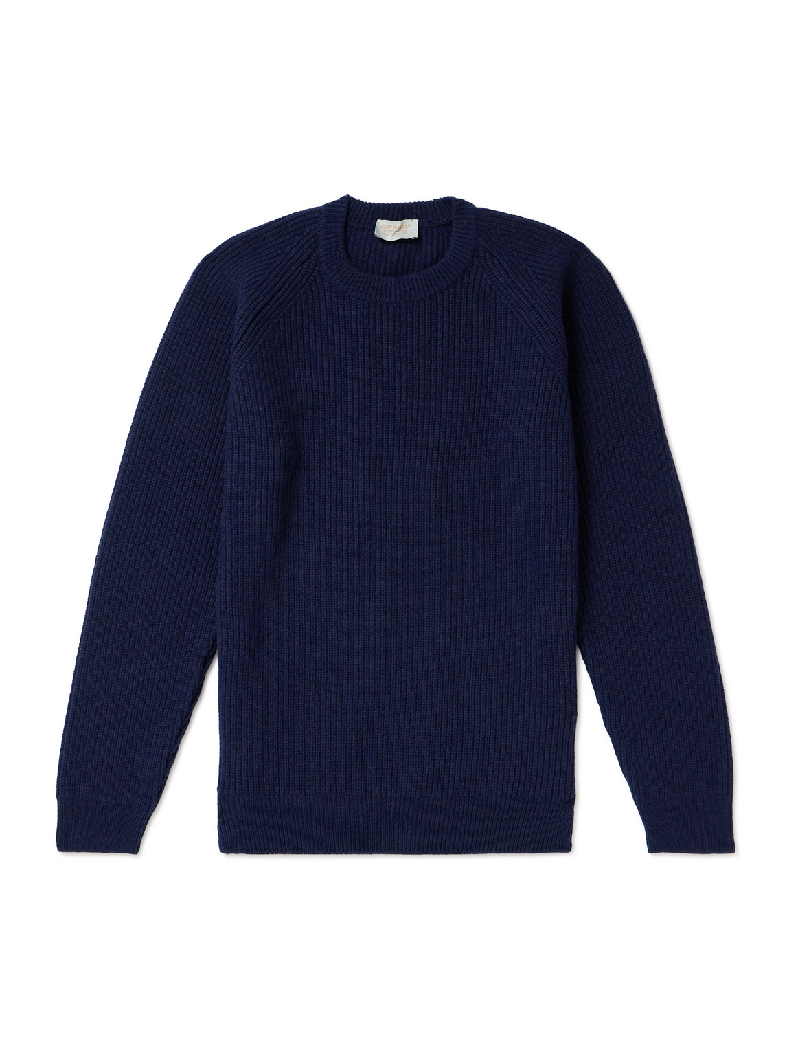 John Smedley Upson Ribbed Merino Wool And Recycled Cashmere-blend Sweater In Blue