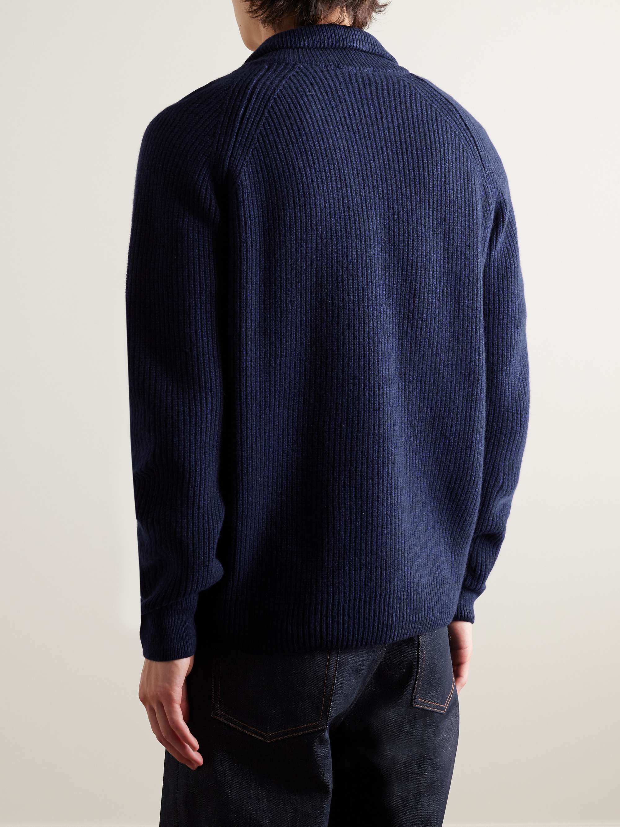 JOHN SMEDLEY Thatch Recycled Cashmere and Merino Wool-Blend Zip-Up ...
