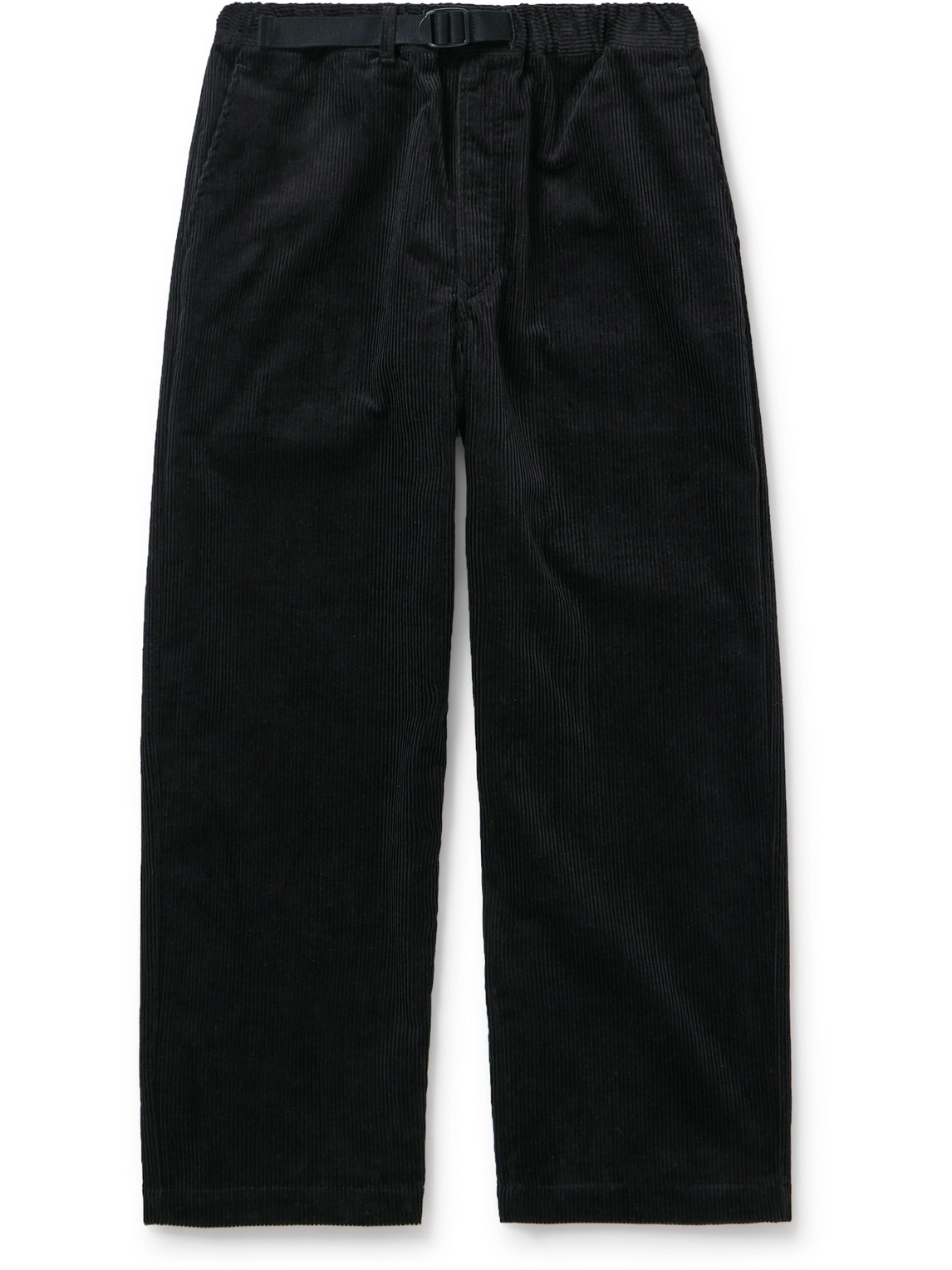 Danton Easy Belted Wide-leg Cotton-corduroy Trousers In Black