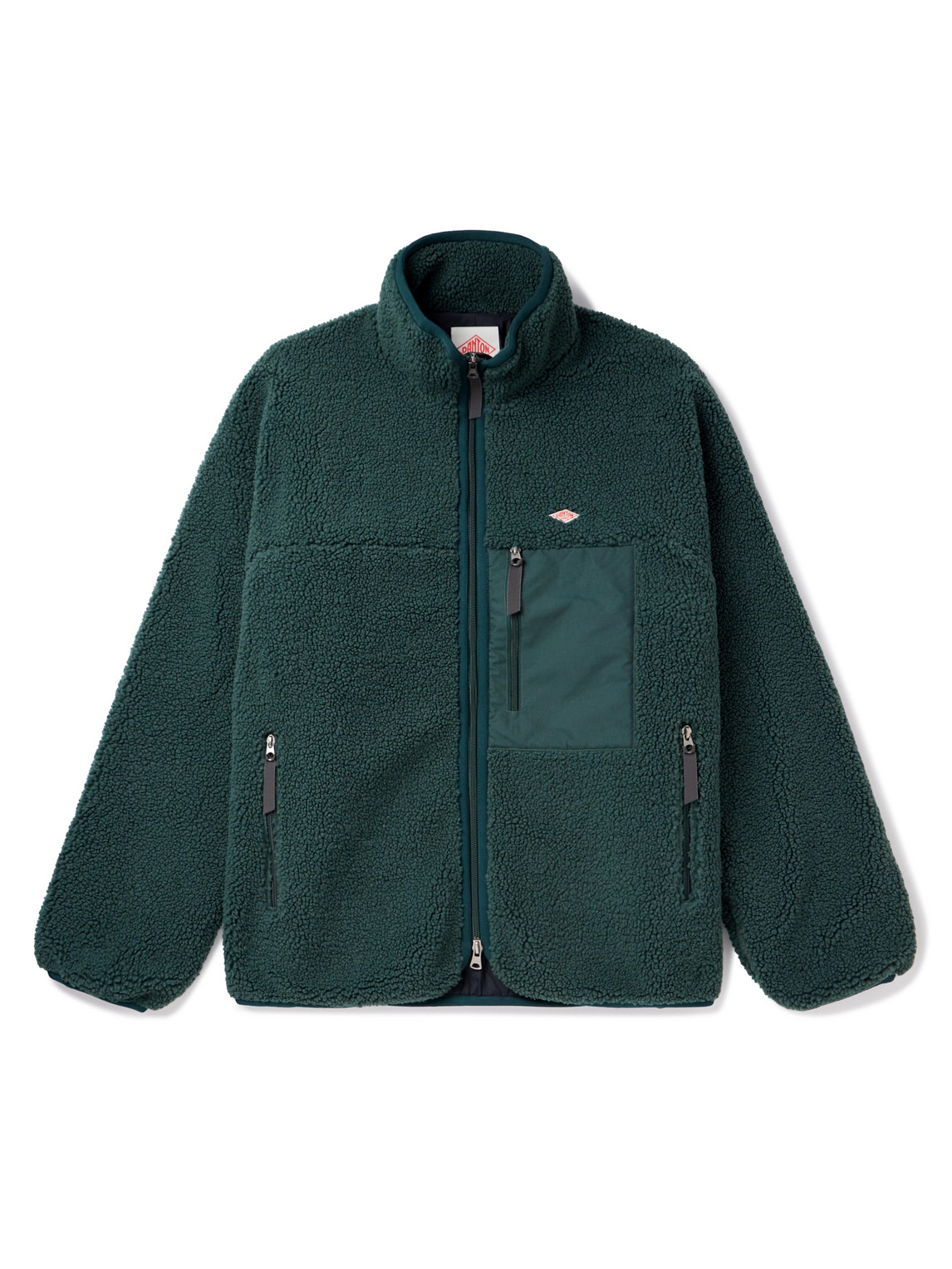 Danton Logo-appliquéd Shell-trimmed Fleece Jacket In Green