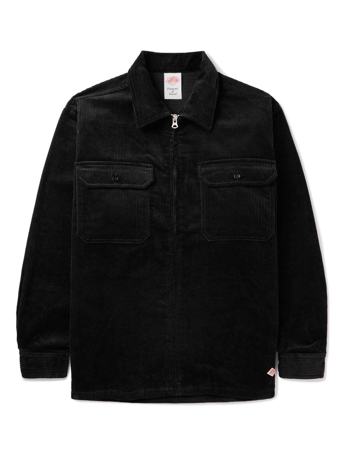 Danton Cotton-corduroy Zip-up Overshirt In Black